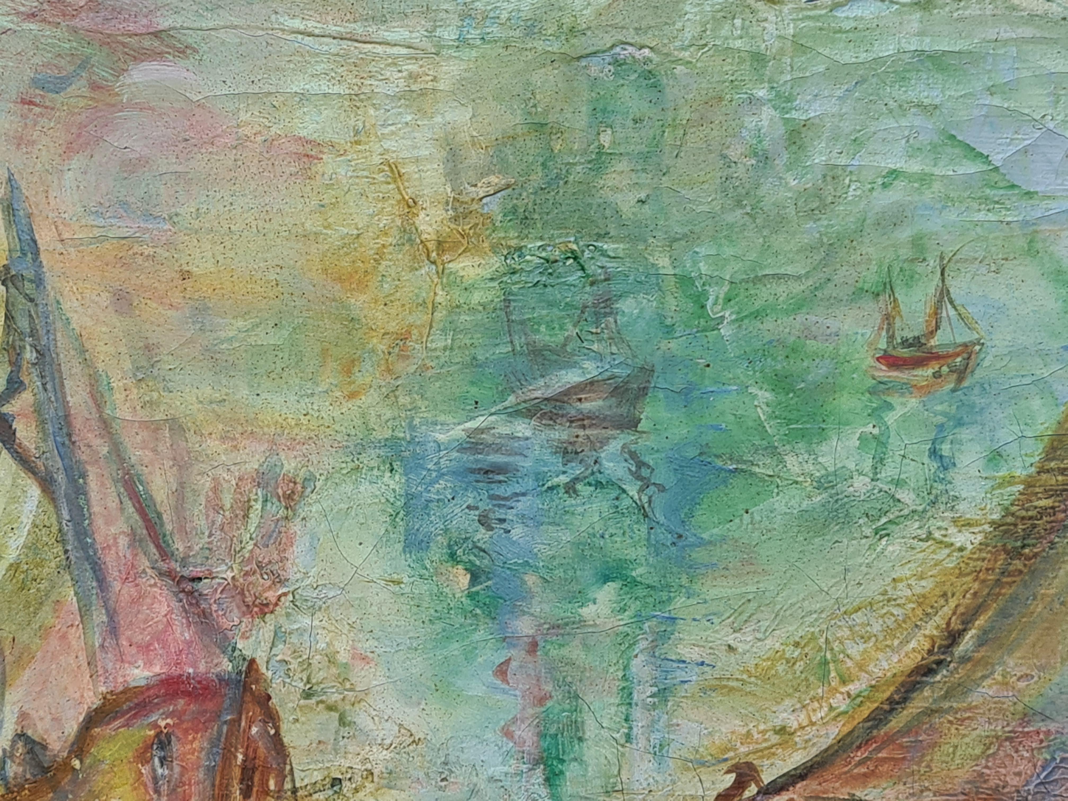 Dream Boats, French Impressionist Oil on Canvas 3
