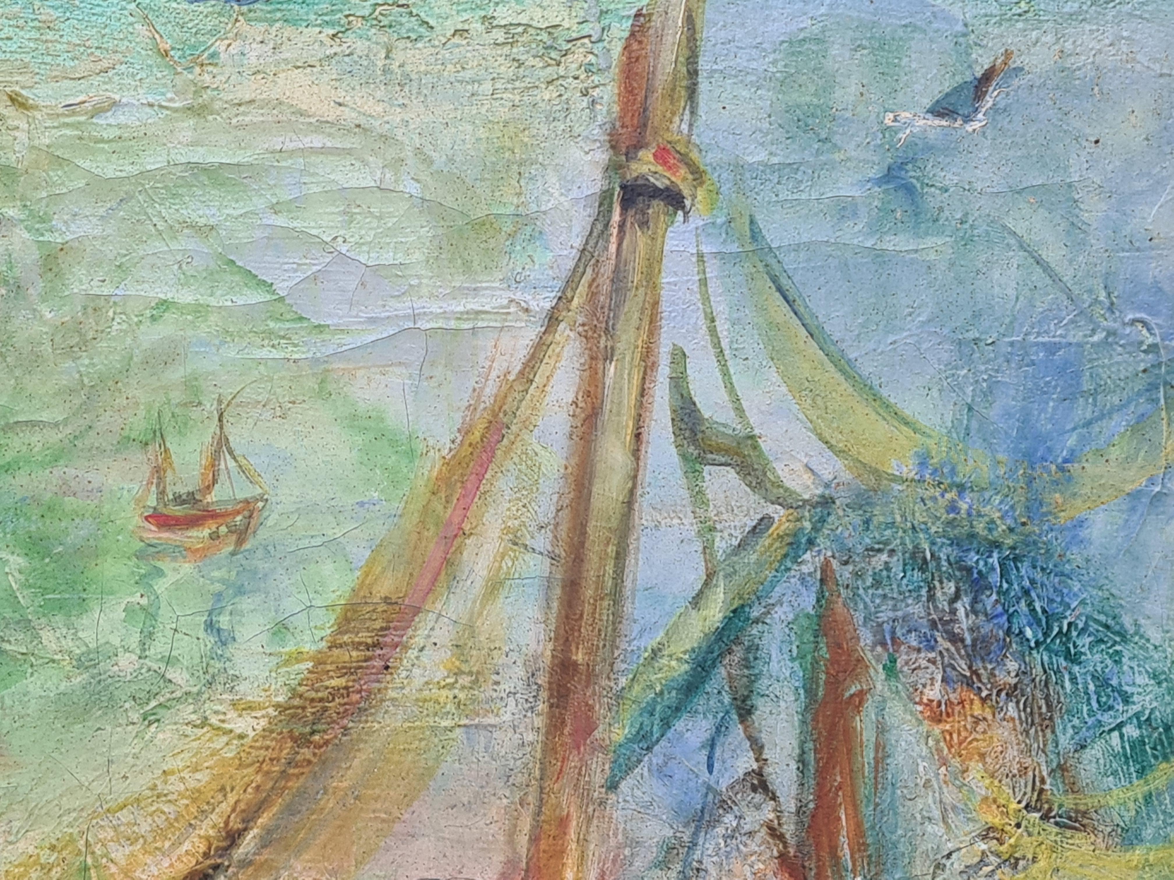Dream Boats, French Impressionist Oil on Canvas 4