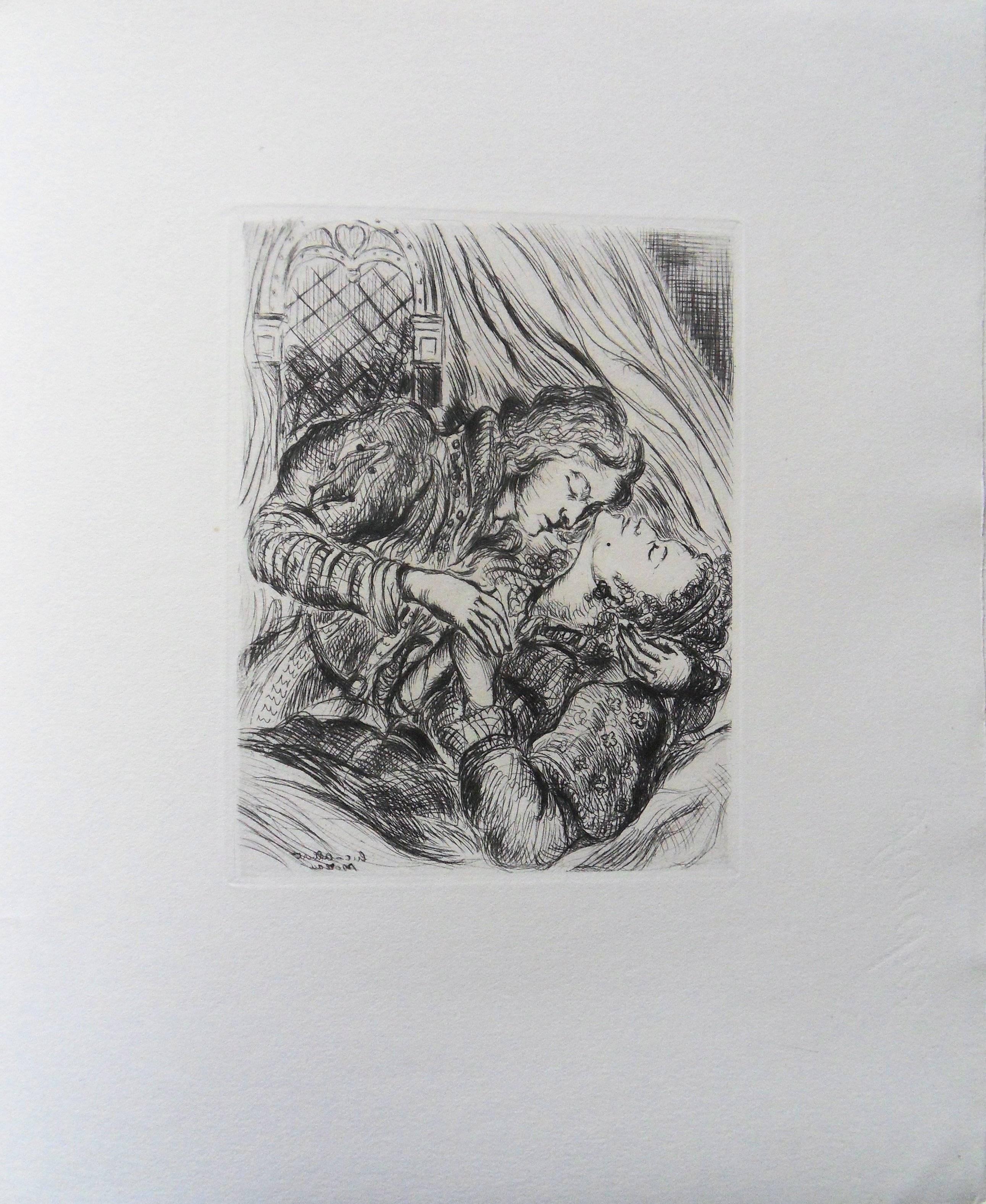 Lovers – Original-Radierung, 1943 (Moderne), Print, von Luc-Albert Moreau