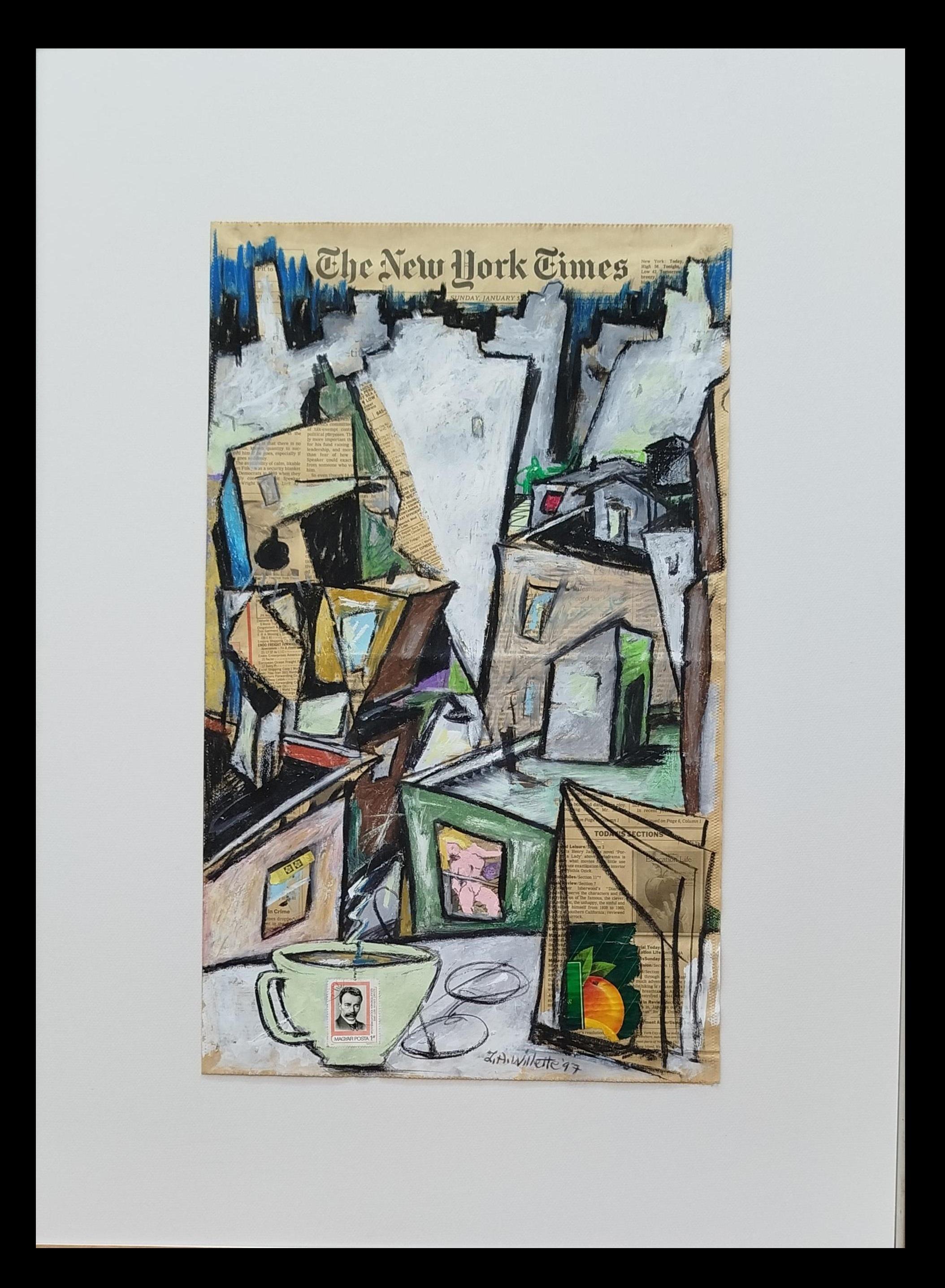 Composition 11. 27 Abstract Expressionist Painting, Mixed Media, 1990s