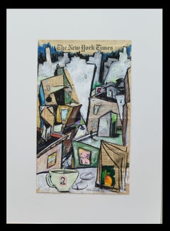 Composition  Abstract Expressionist Painting, Mixed Media, 1990s