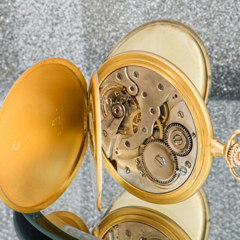 L Aiglon Vintage Pocket Watch 14k Gold & Enamel Champange Dial Manual Wind 1