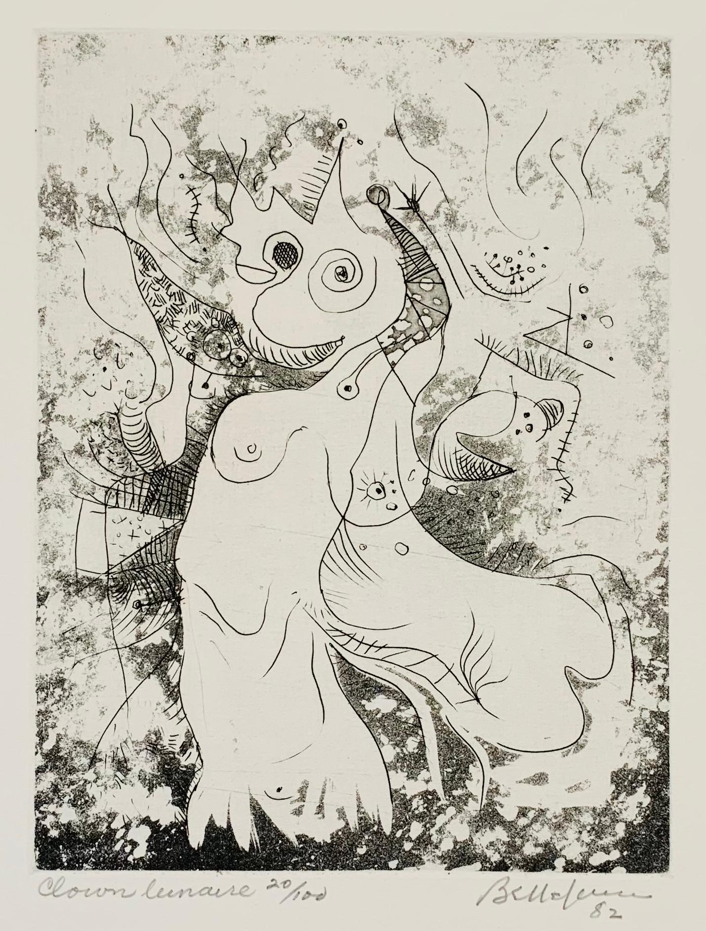 Léon Bellefleur Abstract Print - Clown lunaire