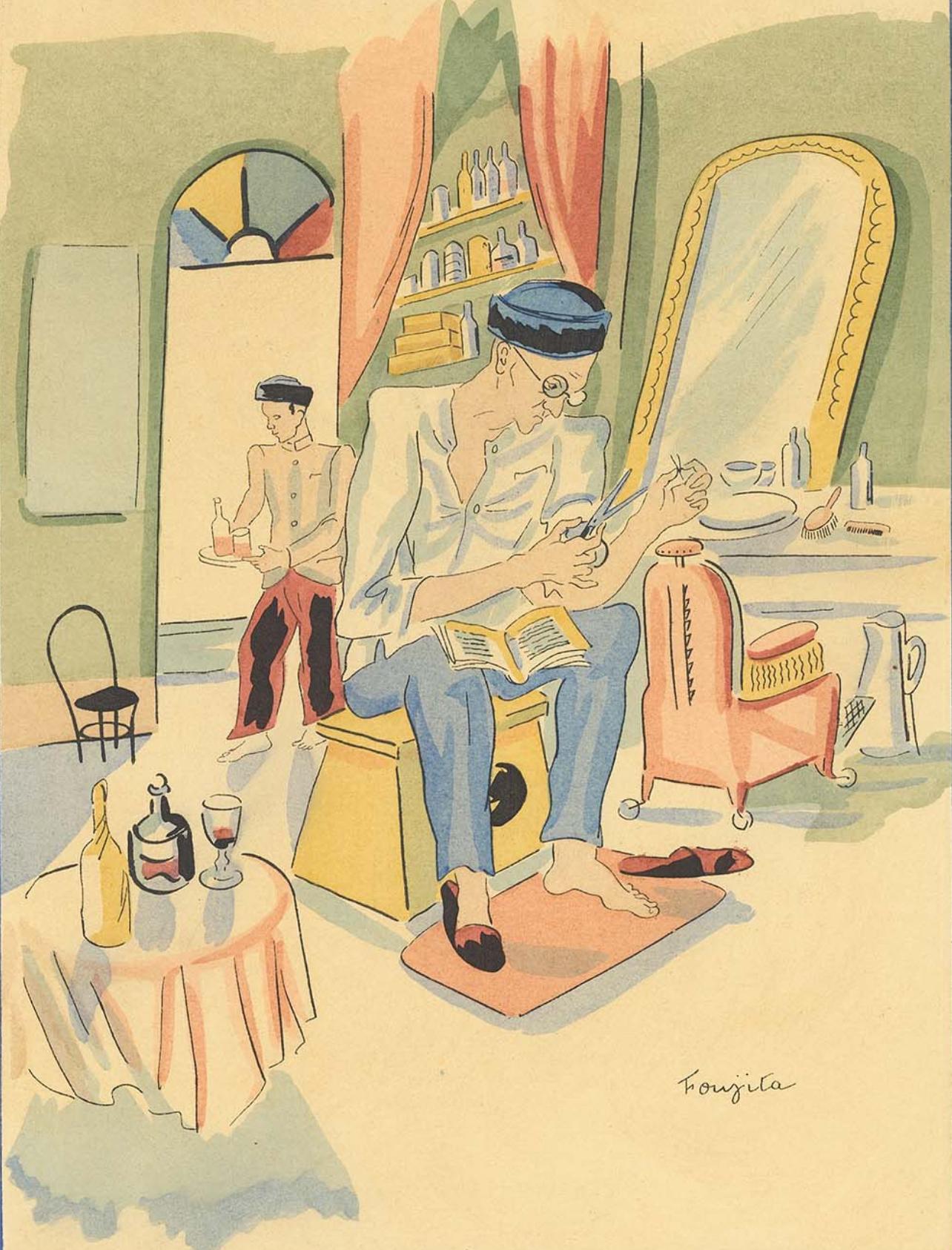 Composizione, Proposito di un intossicato, Léonard Tsugouharu Foujita (藤田 嗣治) in vendita 1