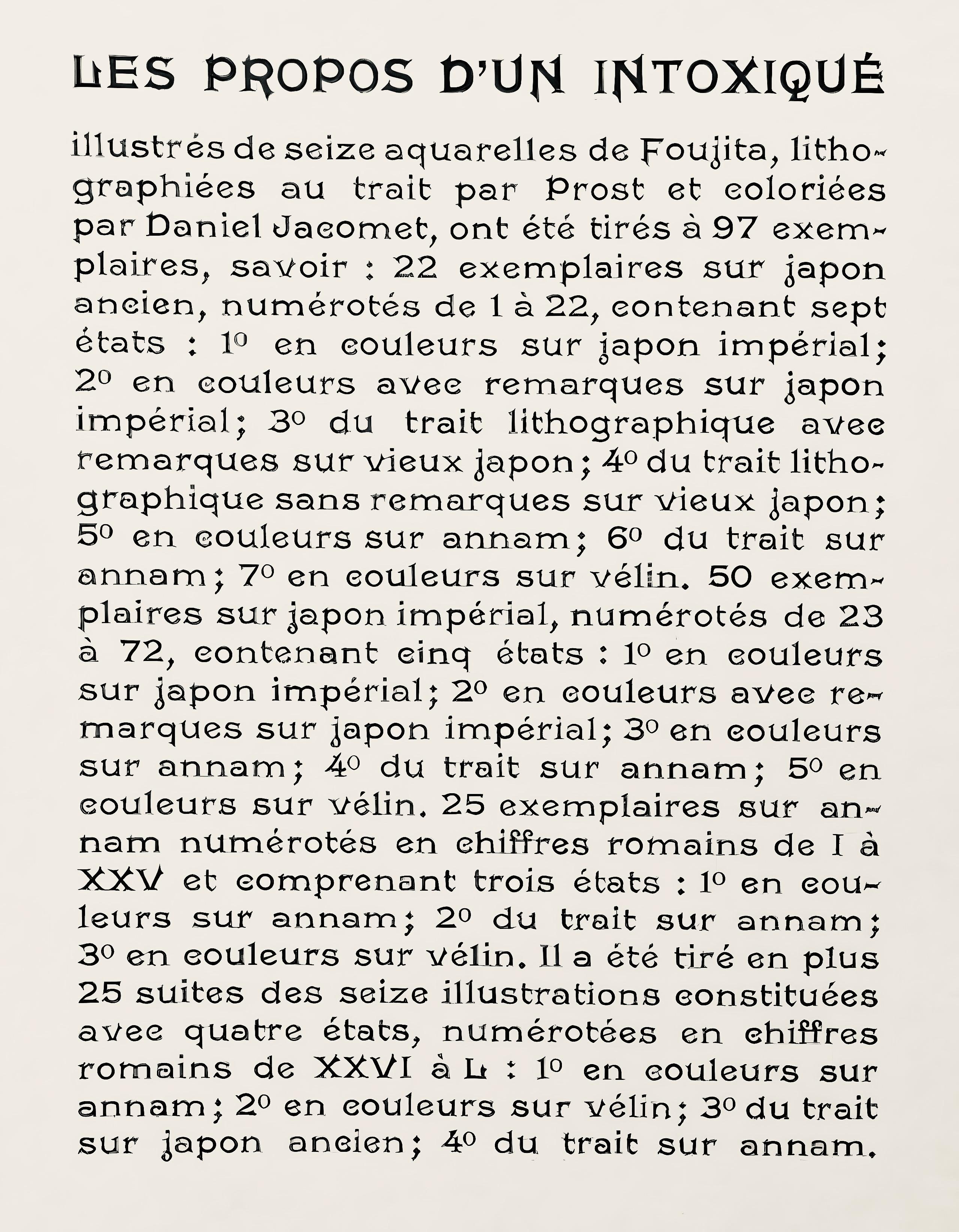Composition, Propos d'un intoxiqué, Léonard Tsugouharu Foujita (藤田 嗣治) For Sale 6