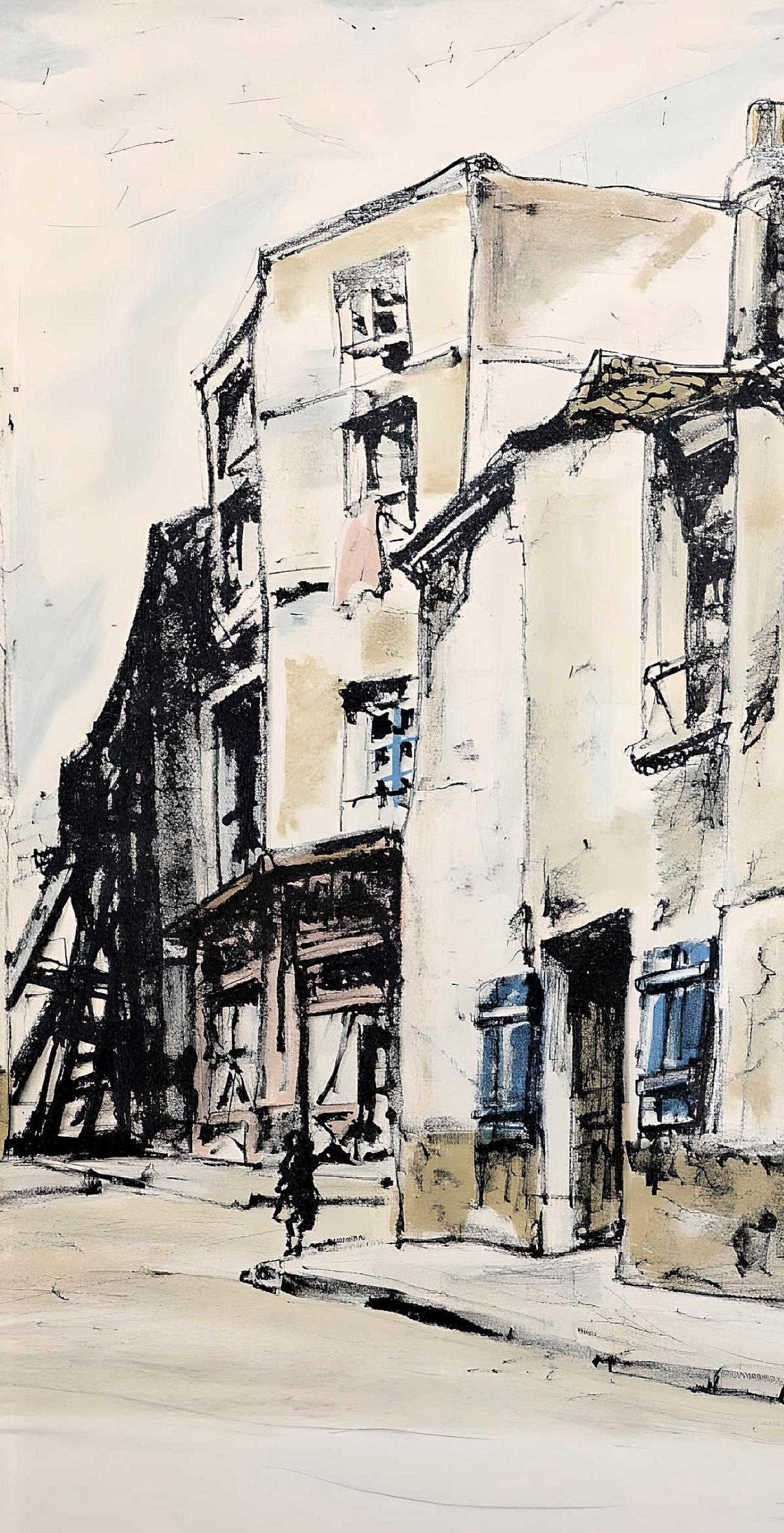 Foujita (藤田 嗣治), Rue de la Santé, Au Temps de Paris Seine (after) For Sale 2