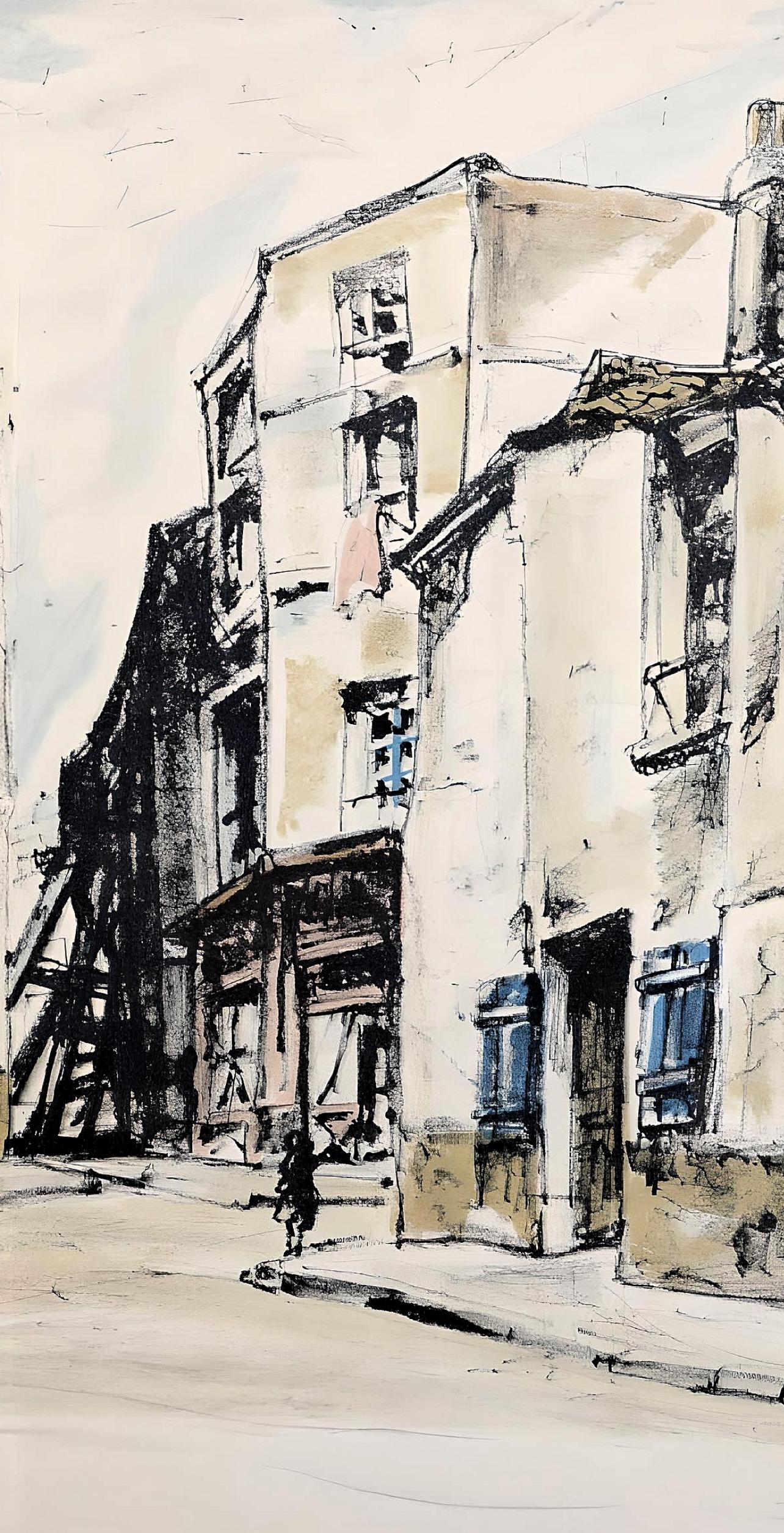 Foujita (藤田 嗣治), Rue de la Santé, Au Temps de Paris Seine (nach) im Angebot 1