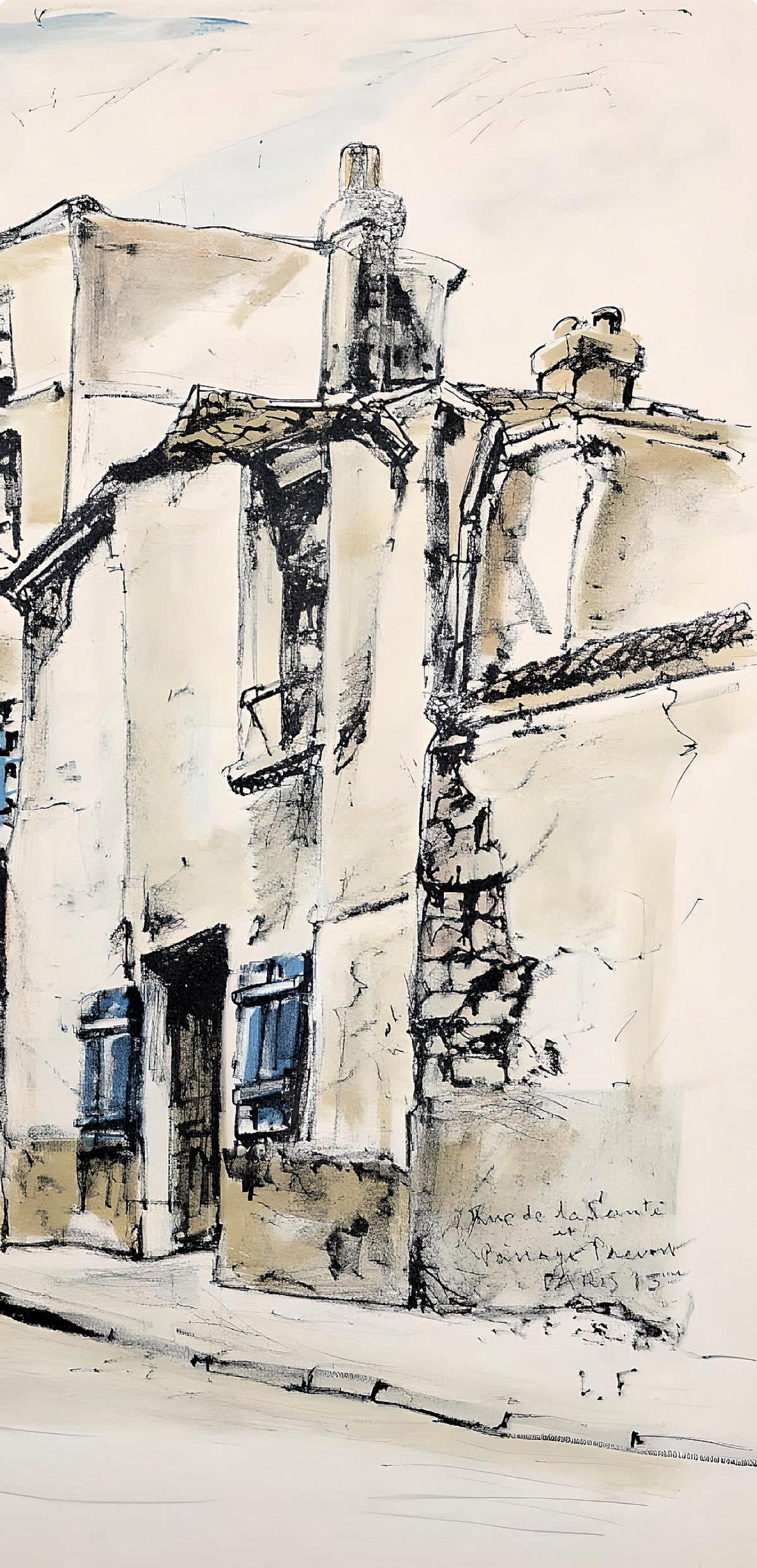 Foujita (藤田 嗣治), Rue de la Santé, Au Temps de Paris Seine (after) For Sale 3