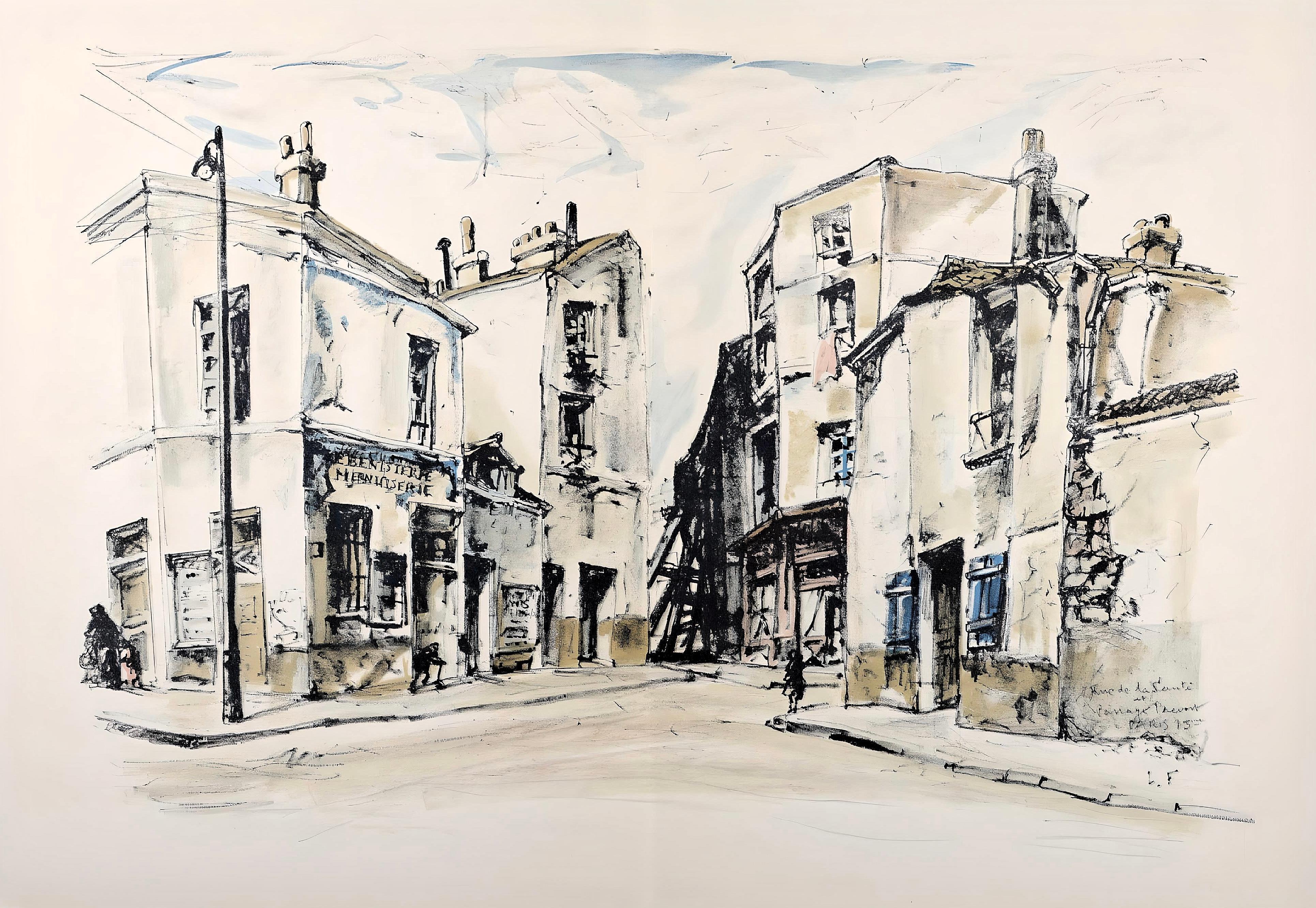 Foujita (藤田 嗣治), Rue de la Santé, Au Temps de Paris Seine (after) For Sale 4