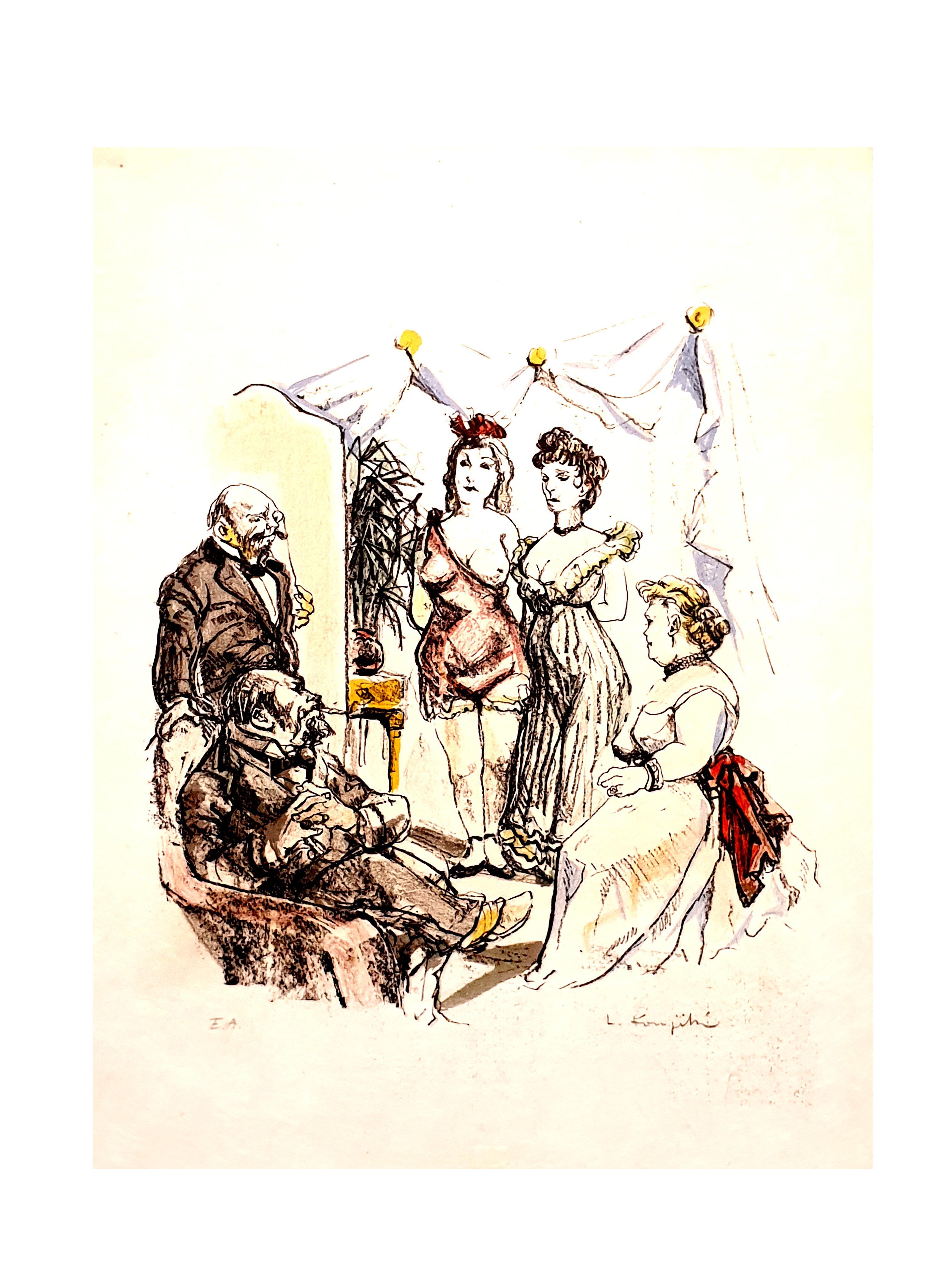 Leonard Foujita - Casa de las Delicias - Litografía original firmada - Print de Léonard Tsugouharu Foujita