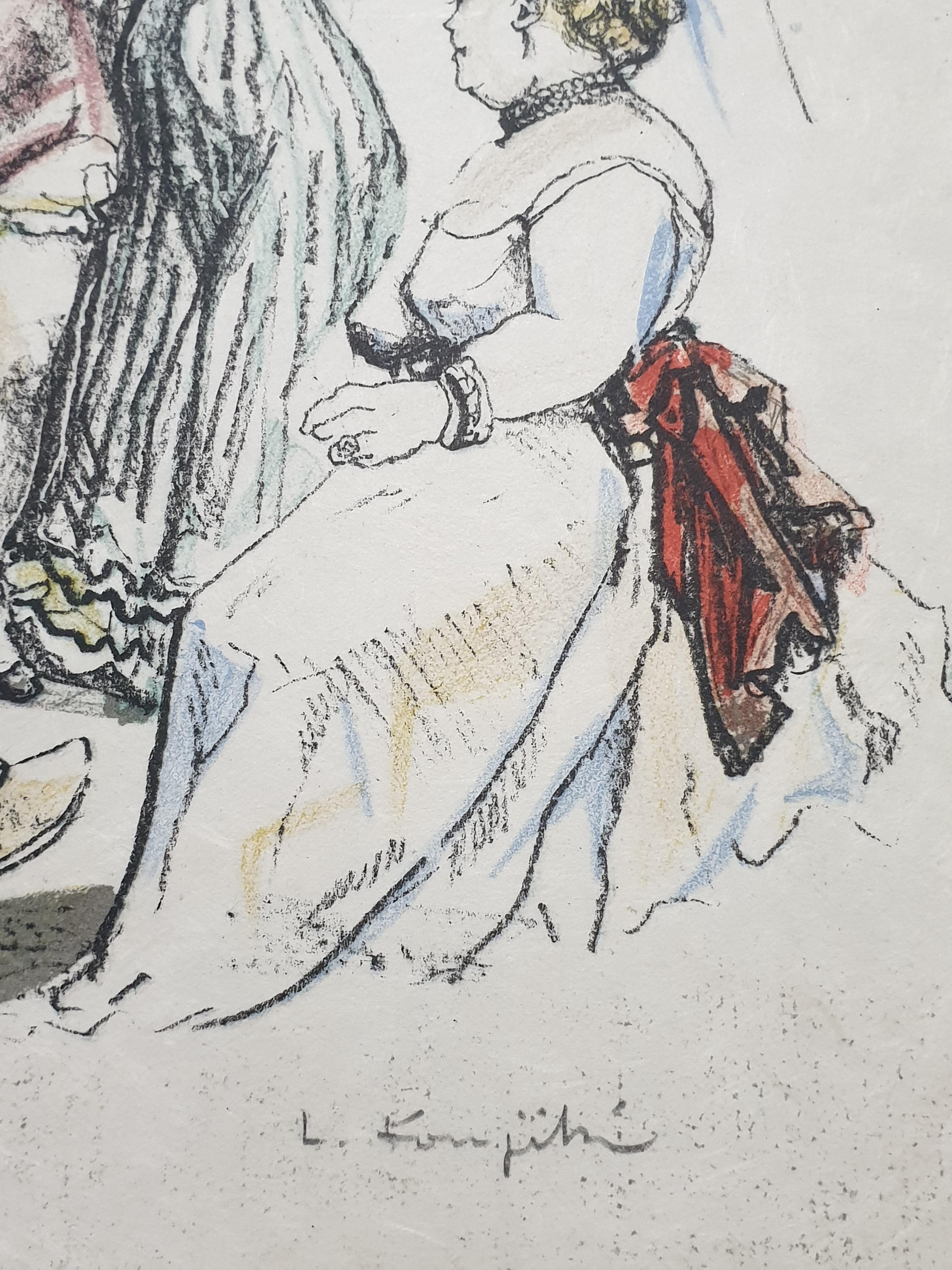 Leonard Tsugouharu FOUJITA (1886 - 1968) 
Casa de las Delicias
Firmado a mano 
Alrededor de 1960
Edición : EA
Dimensiones: 37 x 29 cm.