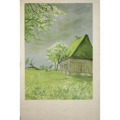 Original 1958 Tsugouharu Foujita Normandie SNCF Poster