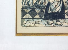 "Poissonnerie" gravure sur bois du livre "Petits métiers et gagne petit" de Foujita