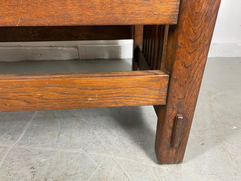 Early 20th Century L and J.G. Stickley Oak Arts & Crafts Mission Bench For Sale
