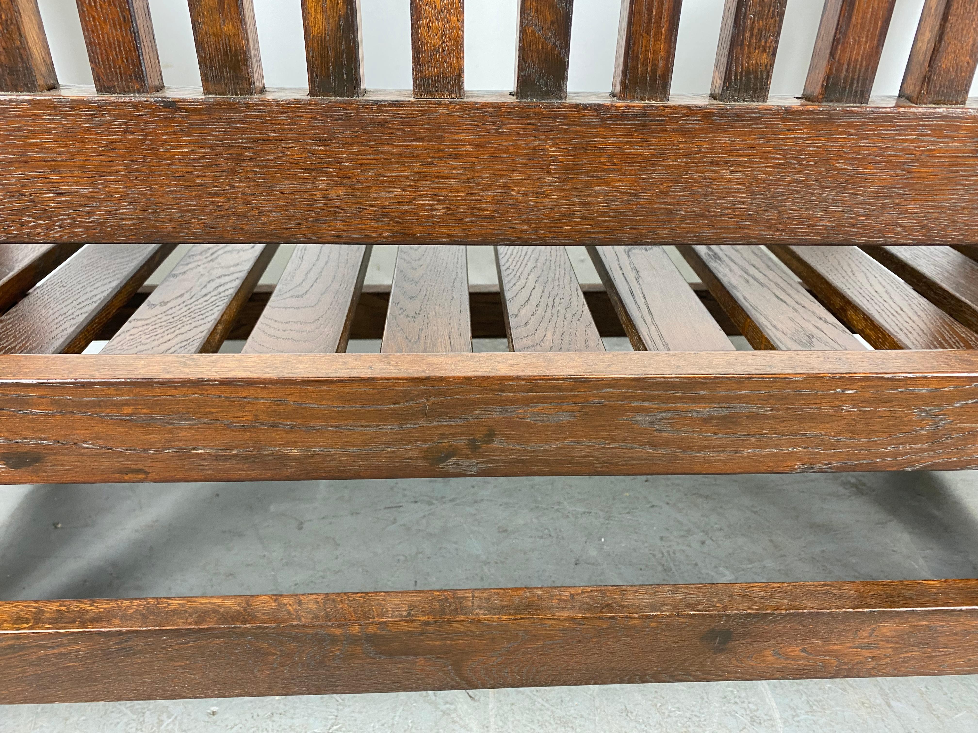 American L and J.G. Stickley Oak Arts & Crafts Mission Bench For Sale