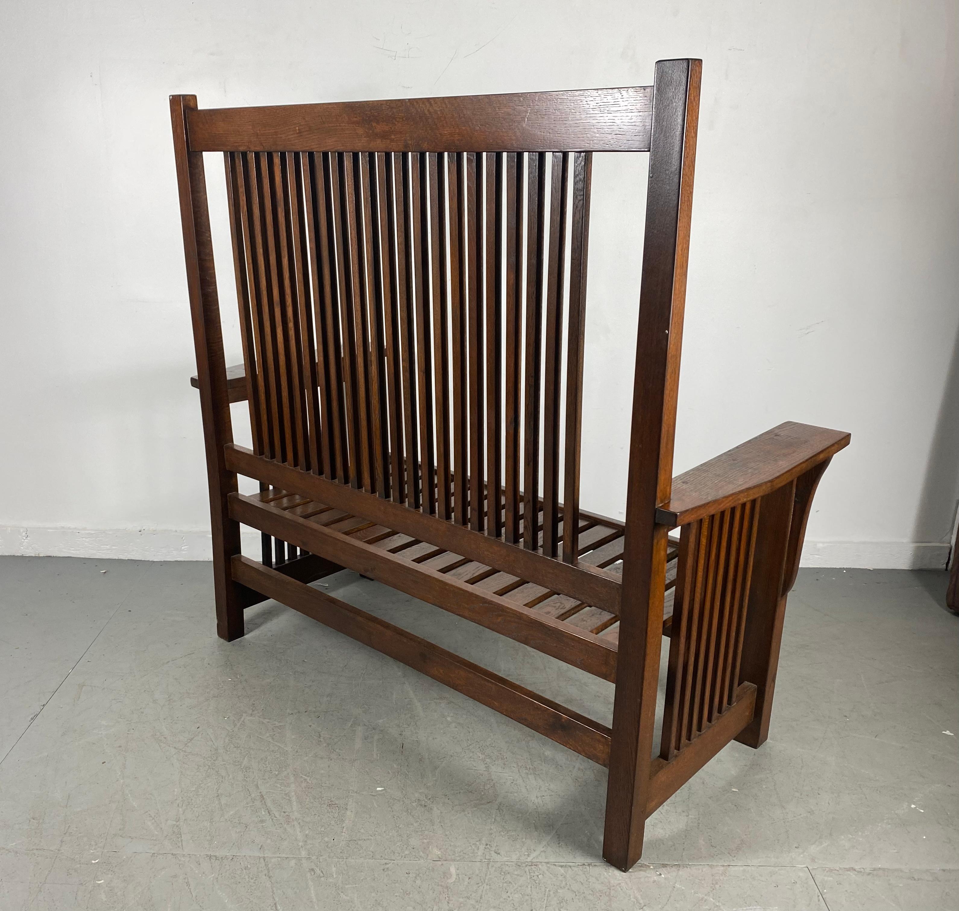 Early 20th Century L and J.G. Stickley Oak Arts & Crafts Mission Bench For Sale