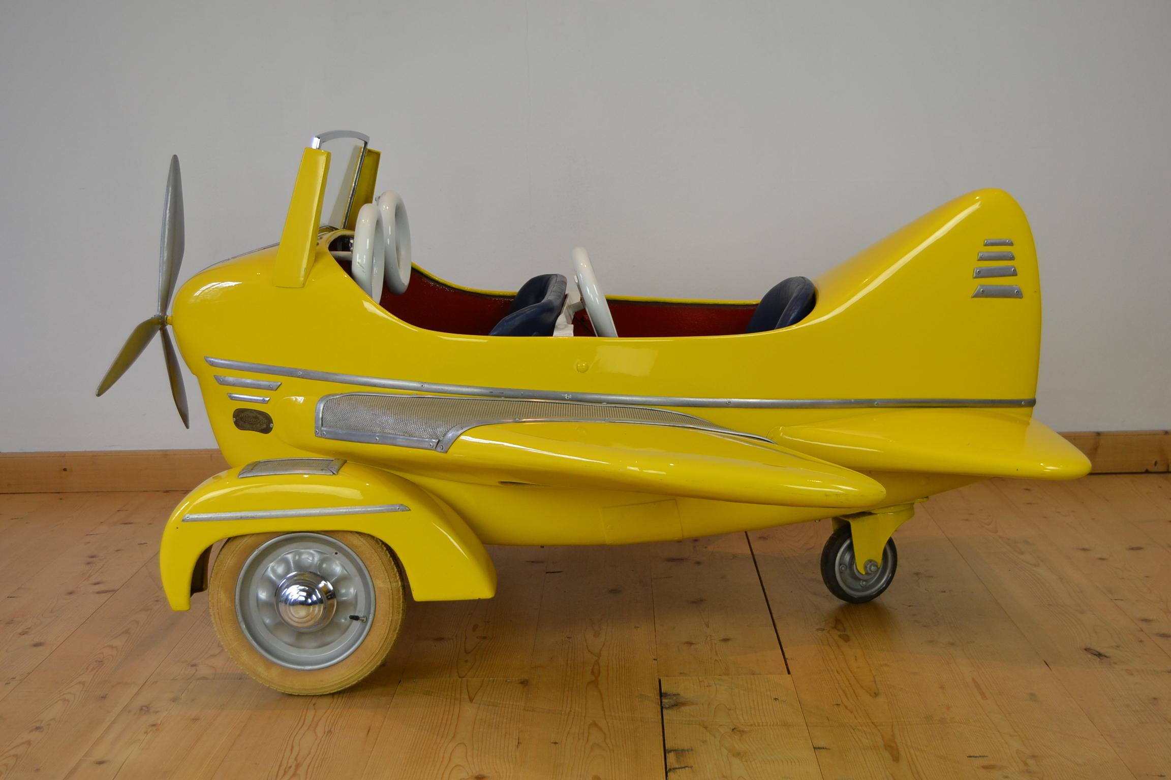 L' Autopède Metal Carousel Airplane, Belgium, 1950s 1