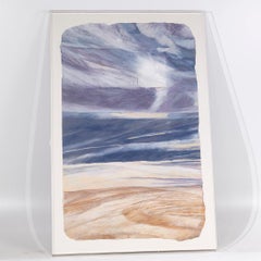 L. Barrett-Richmond Mid Century Blue and Tan Framed Artwork