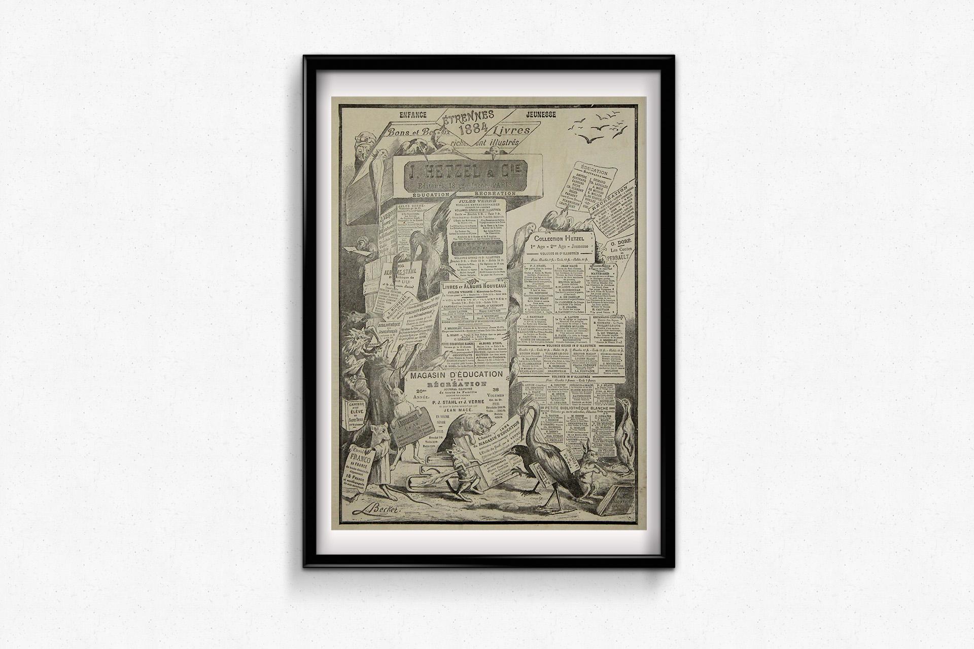 1884 Originalplakat des Illustrators L. Becker - J. Hetzel & Cie étrennes im Angebot 1