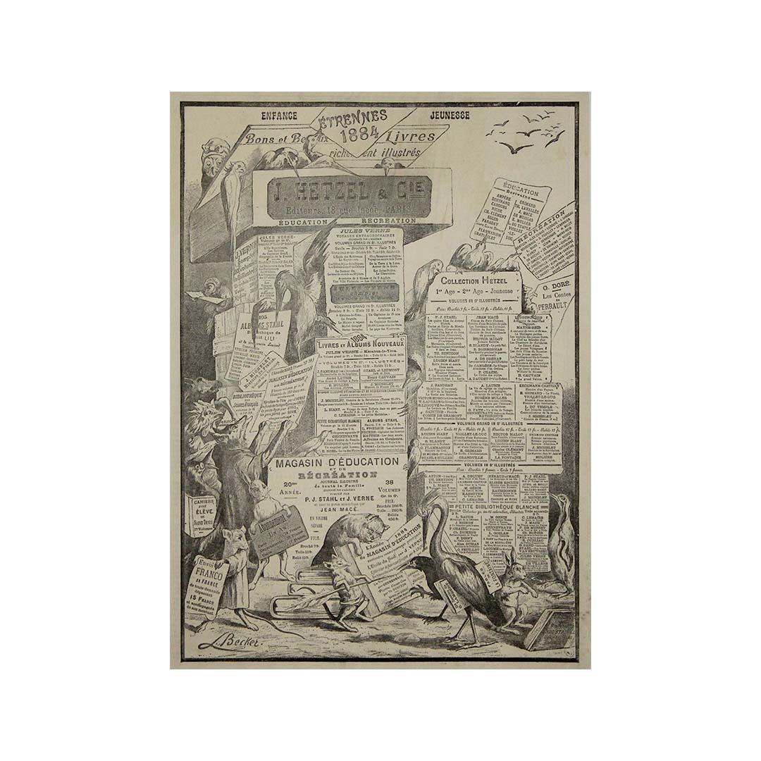 1884 Originalplakat des Illustrators L. Becker - J. Hetzel & Cie étrennes im Angebot 3