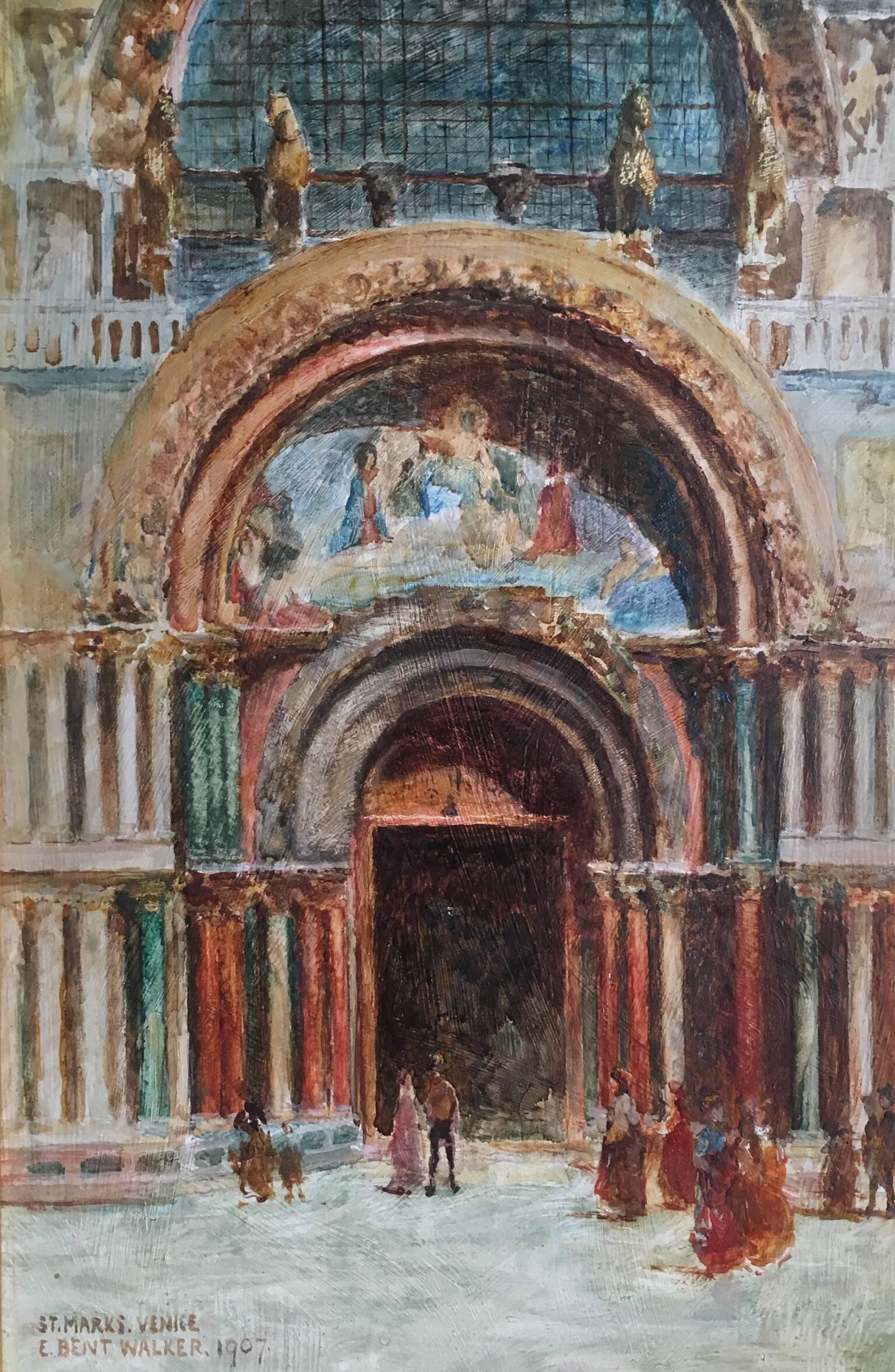 St. Marks, Venice, 1907 Signed Oil Painting  1