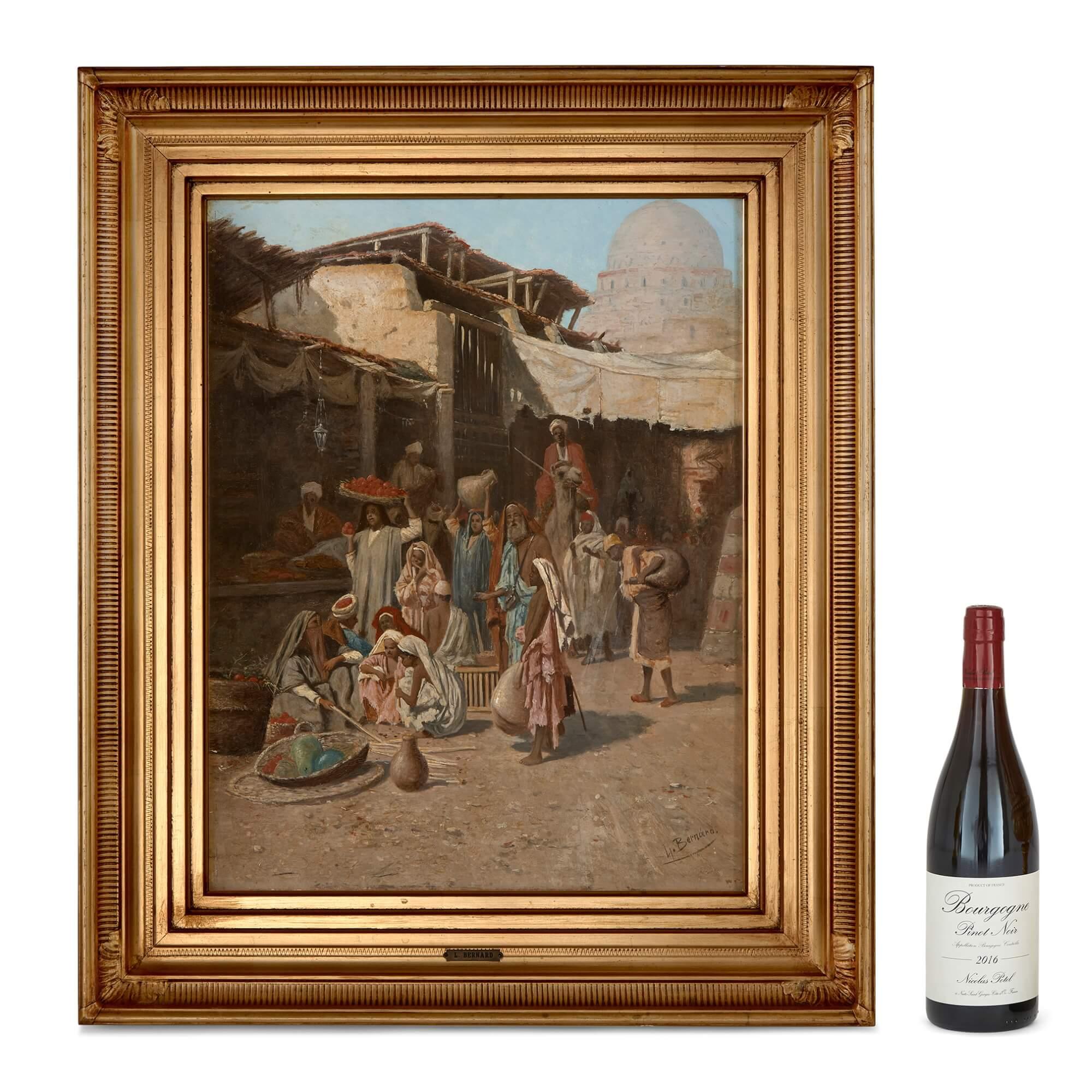 Orientalist Oil Painting of a Market Scene by Bernard  For Sale 3