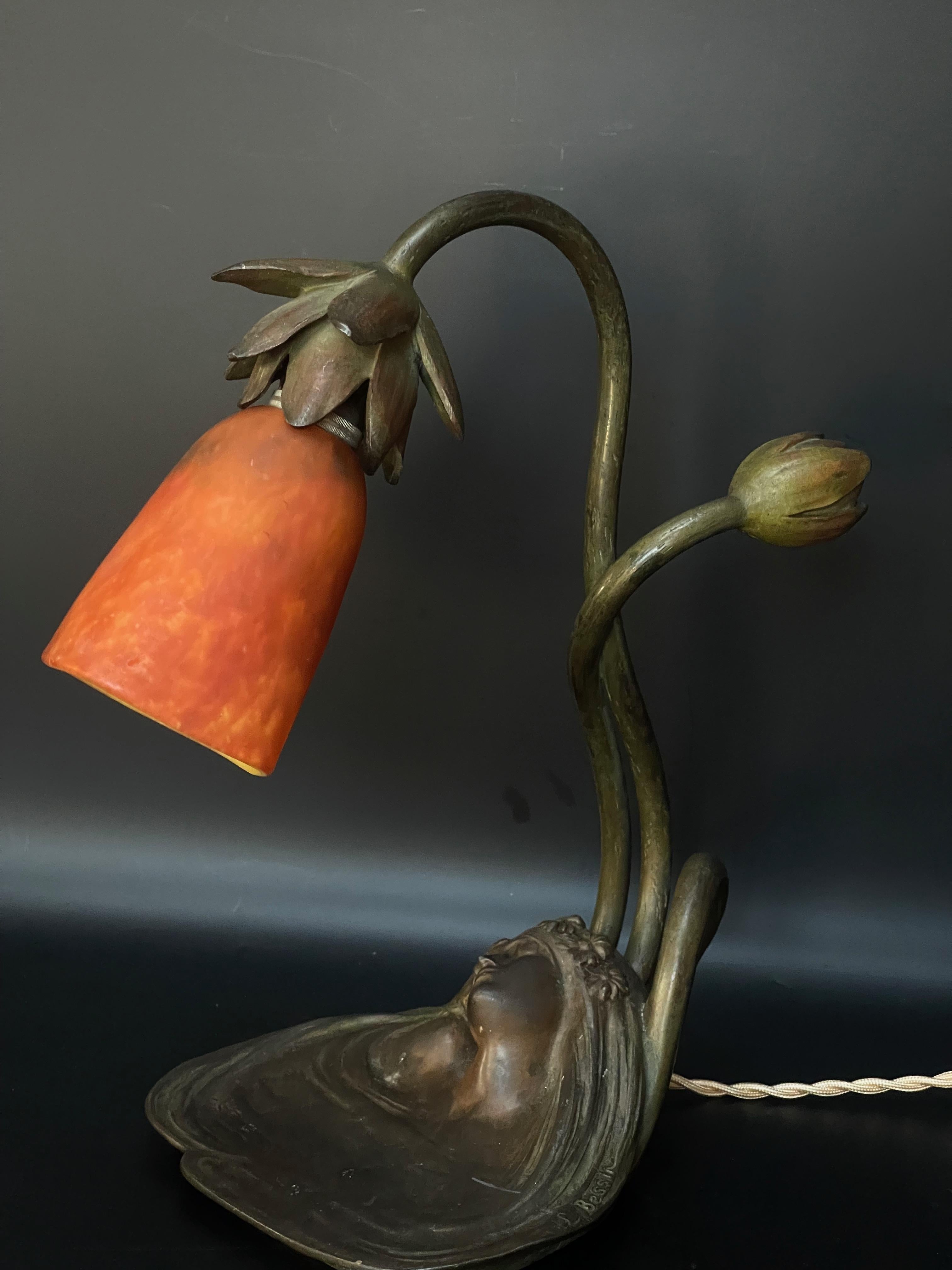L. Bessin and Daum Nancy Art Nouveau Lamp For Sale 10