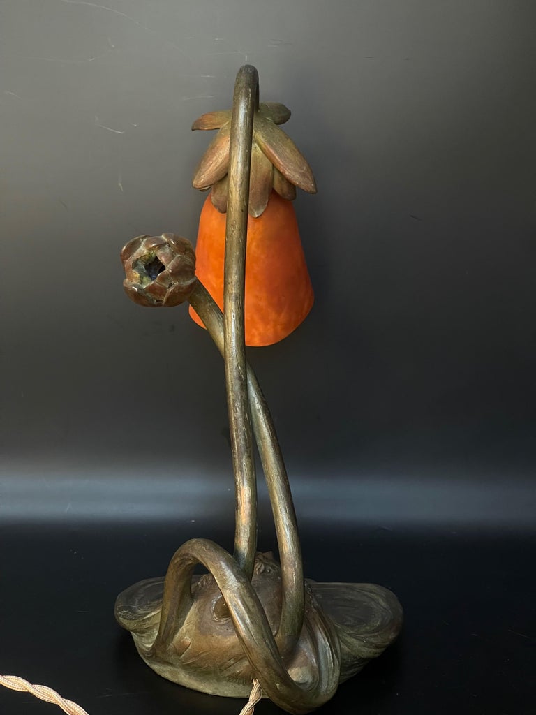 L. Bessin and Daum Nancy Art Nouveau Lamp For Sale at 1stDibs