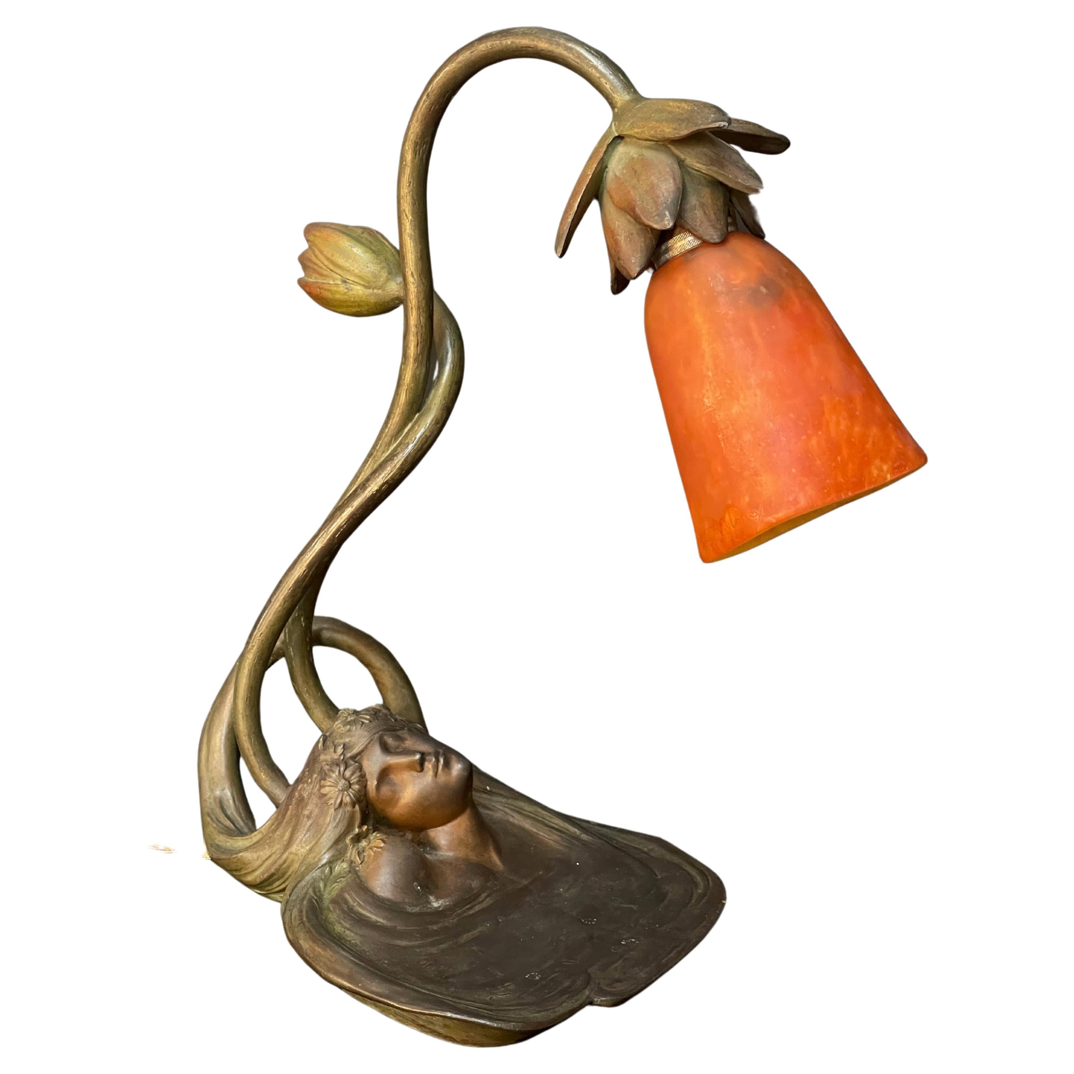 L. Bessin and Daum Nancy Art Nouveau Lamp