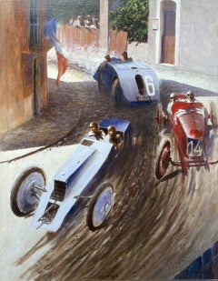 Antique The Grand Prix Tours 1923, French Racing 20th Century Painting