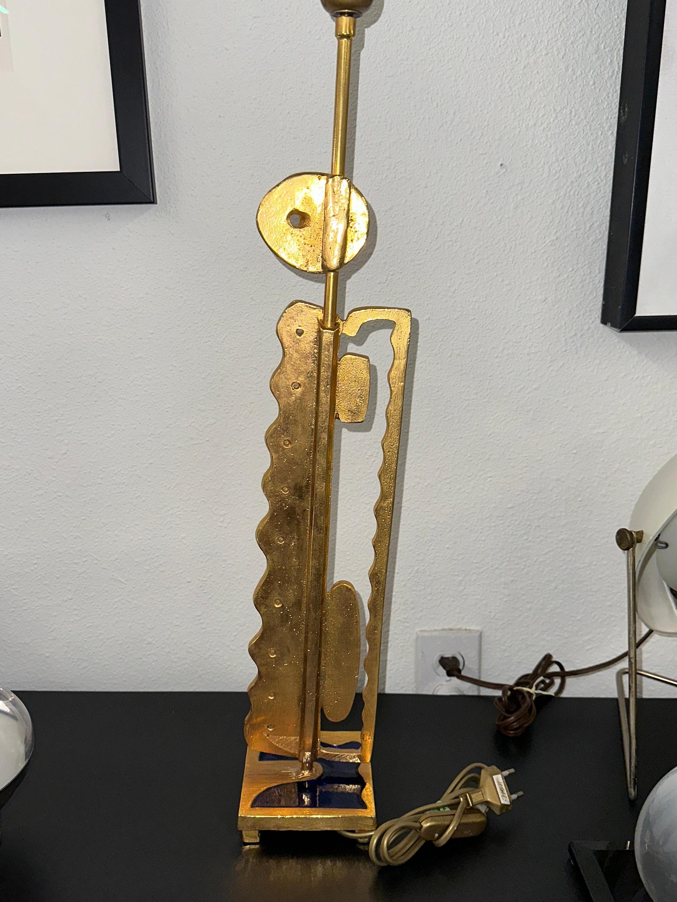 Métal Lampe en métal doré et émaillé L. Boye pour Fondica France 2004 en vente