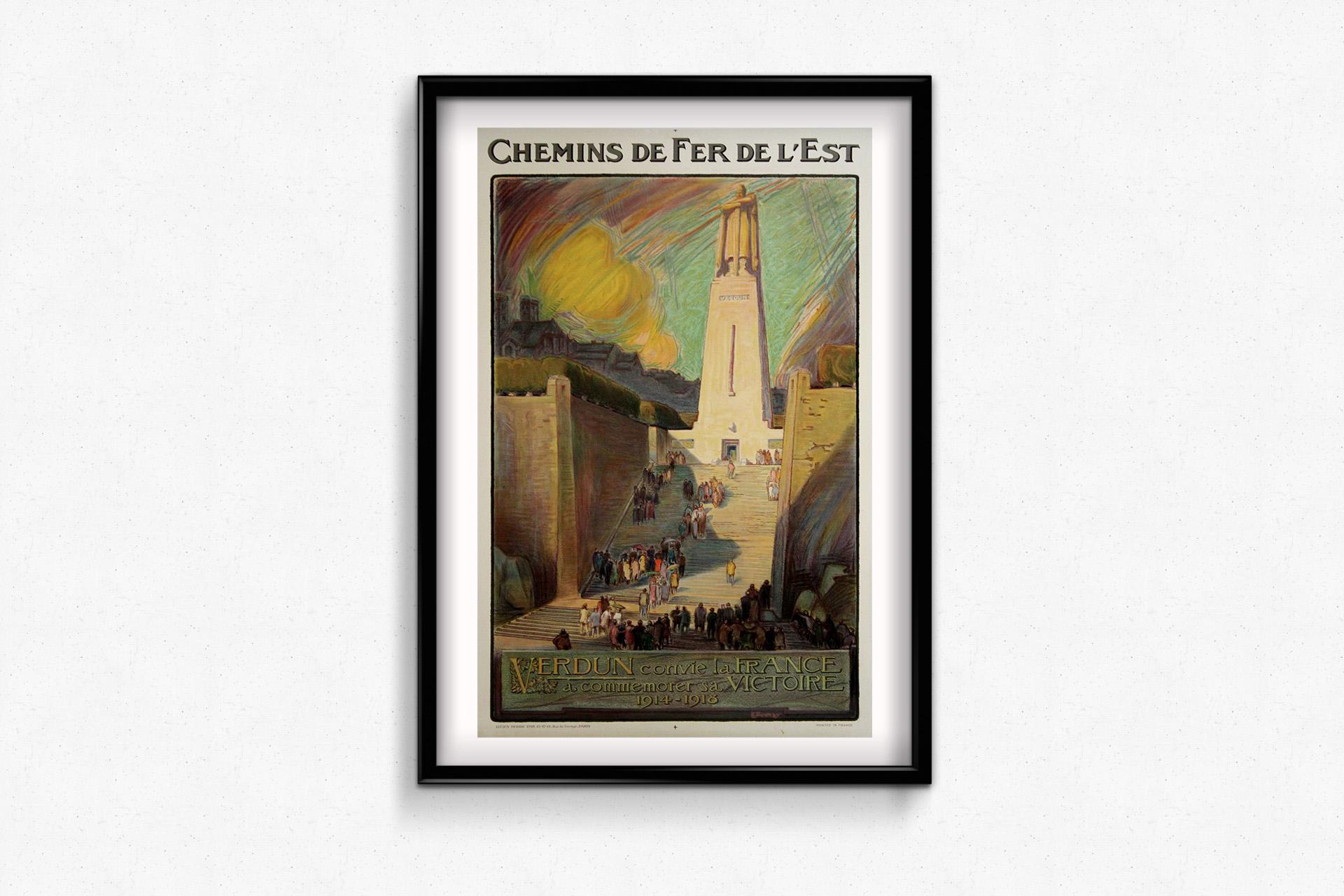 Originalplakat von L. C. Besnay - Chemins de fer de l'Est - Verdun - WWI, 1934 im Angebot 1
