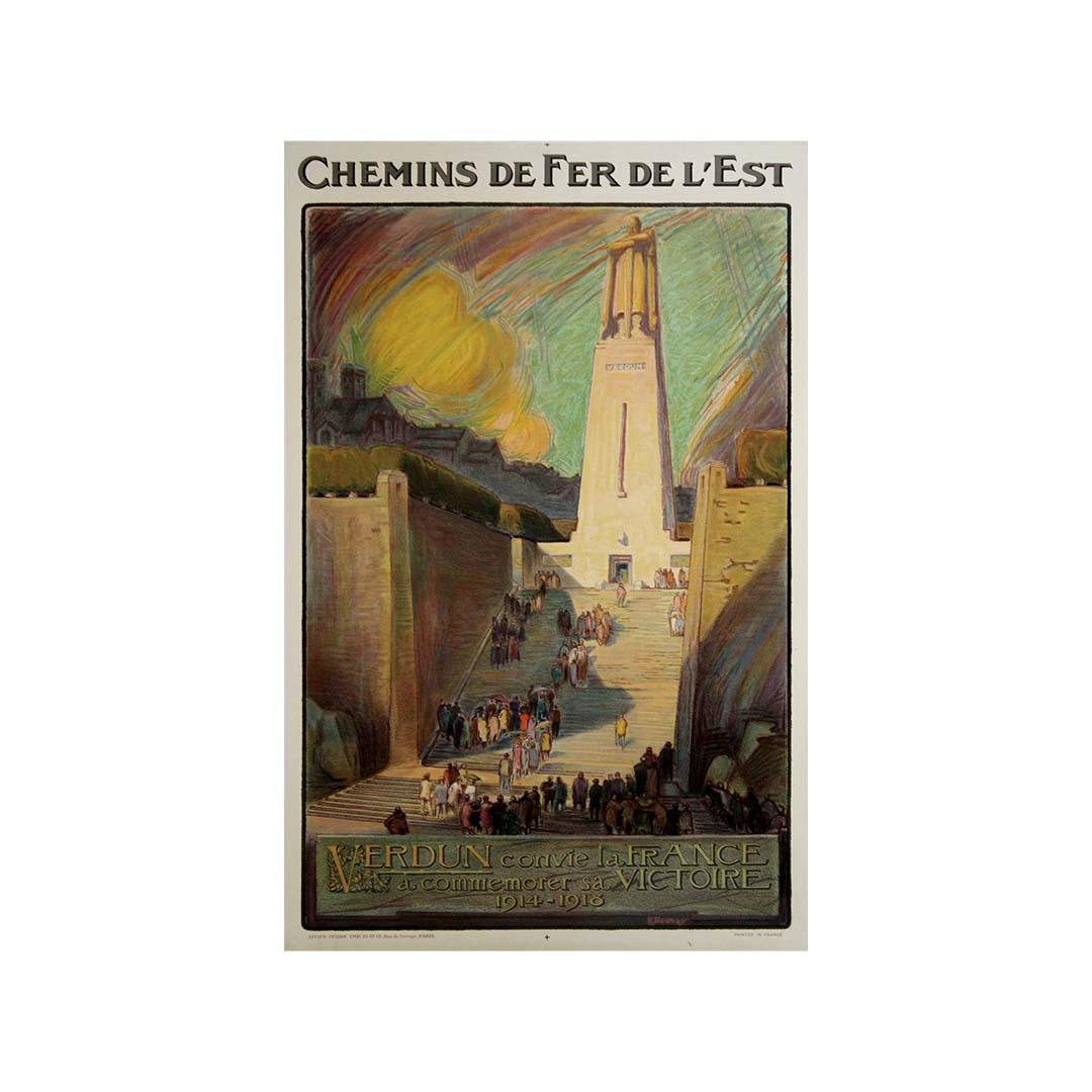 Originalplakat von L. C. Besnay - Chemins de fer de l'Est - Verdun - WWI, 1934 im Angebot 3