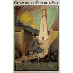 1934 cartel original de L. C. Besnay - Chemins de fer de l'Est - Verdun - WWI