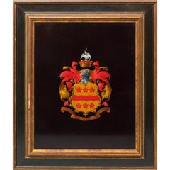 Coat-of-Arms Hand-Painted Oil on Tin Panel by L.C. Proudfoot