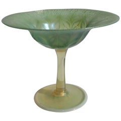 L C Tiffany Art Nouveau Green and Opal Pastel Favrile Compote
