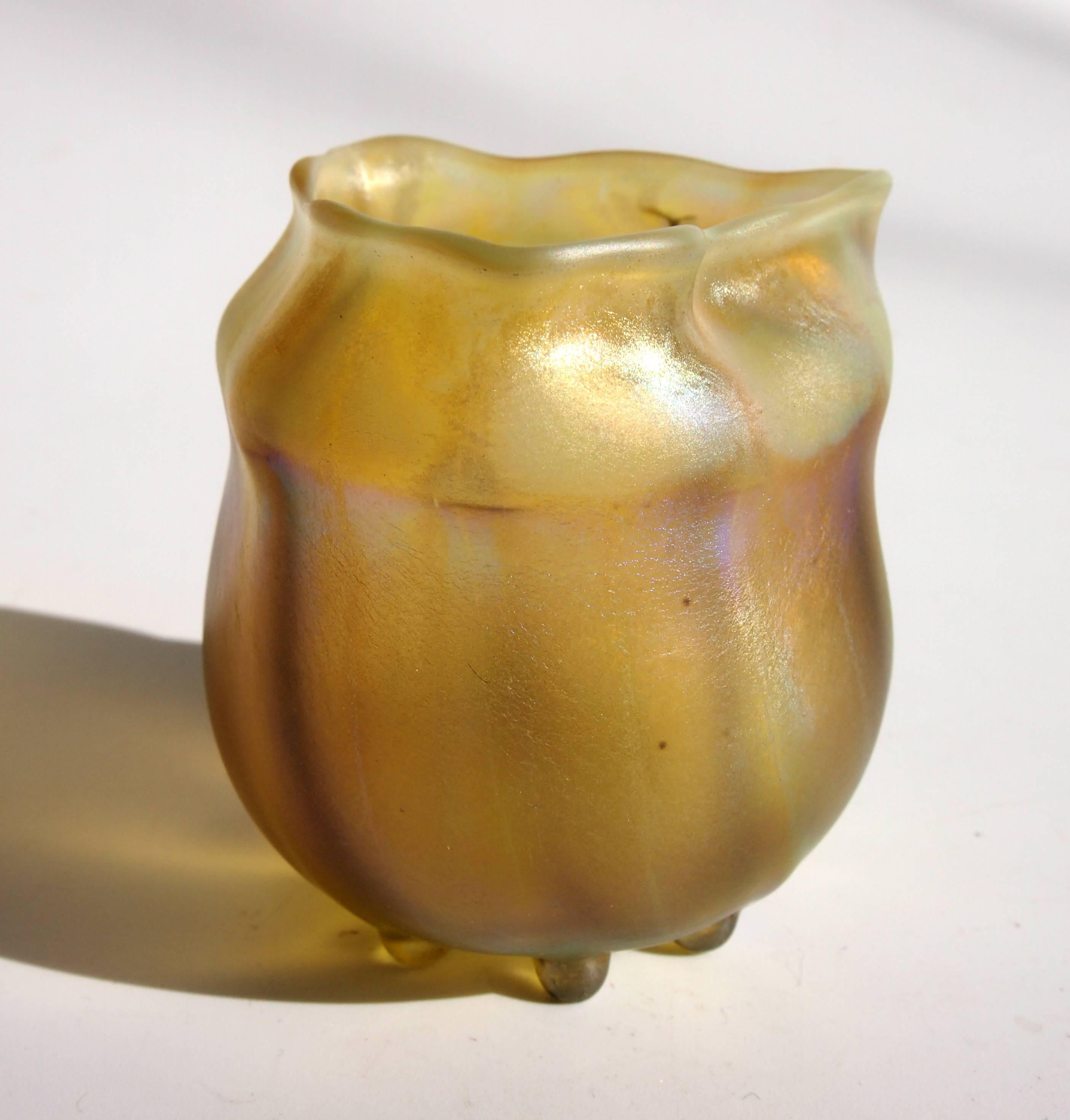 American L C Tiffany Art Nouveau Near Miniature Special Order Favrile Vase