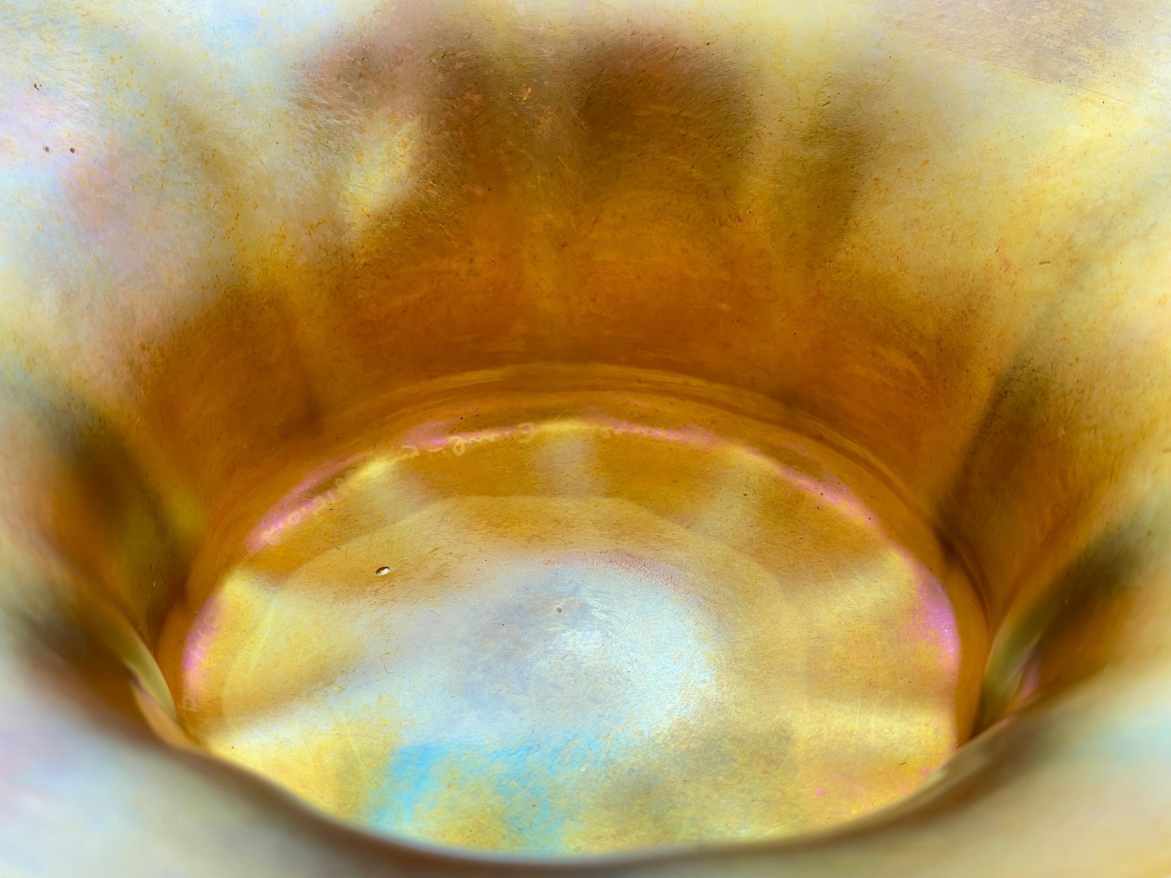 L. C. Tiffany Louis Comfort Tiffany Gold Favrile Glass Bowl Circa 1880s For Sale 2
