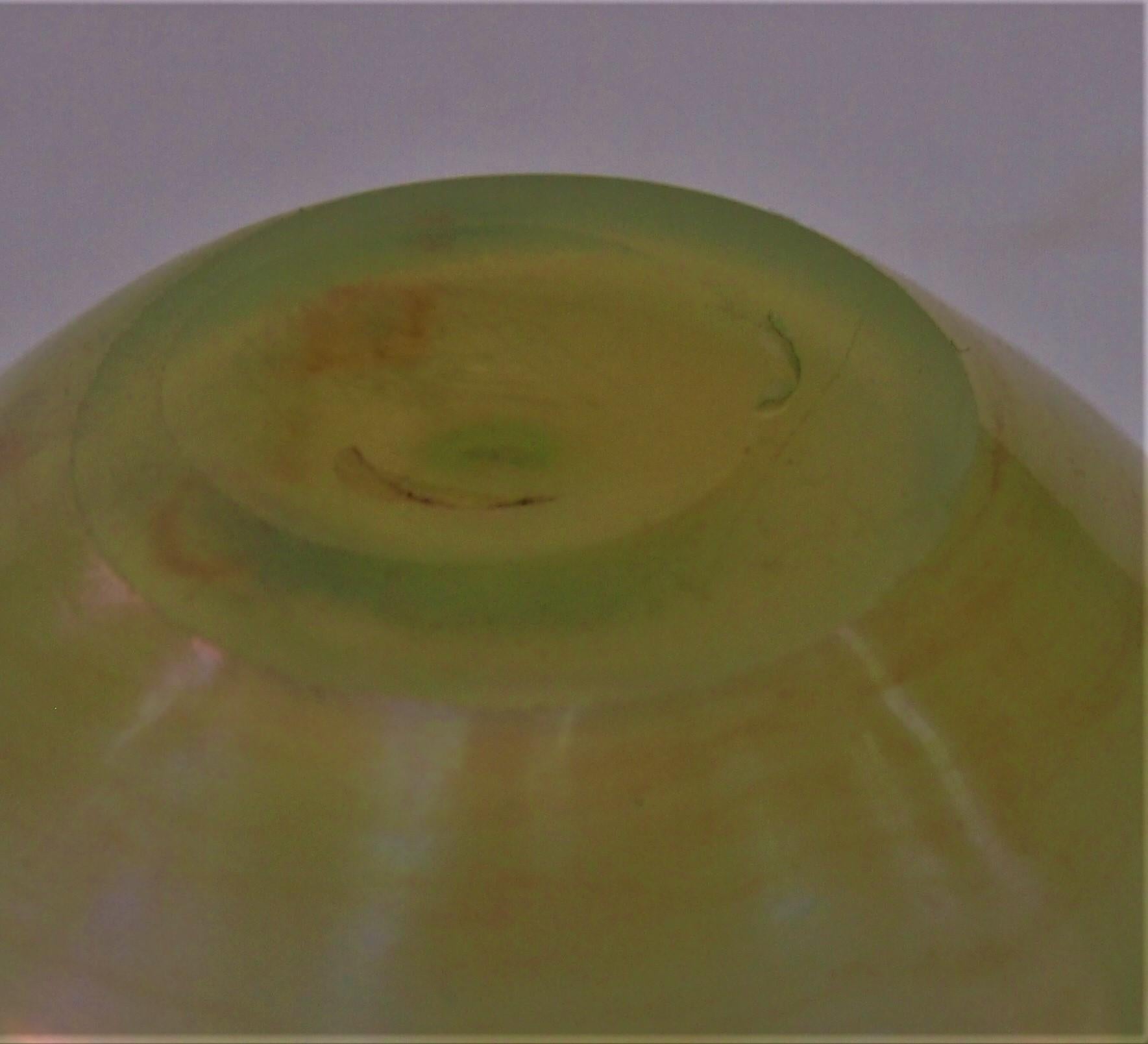 L C Tiffany Opal Miniature Handled Favrile Glass Vase -signed c1910 1