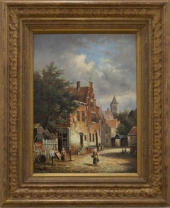 L. Clayton - Framed 20th Century Oil, Dutch Town Scene