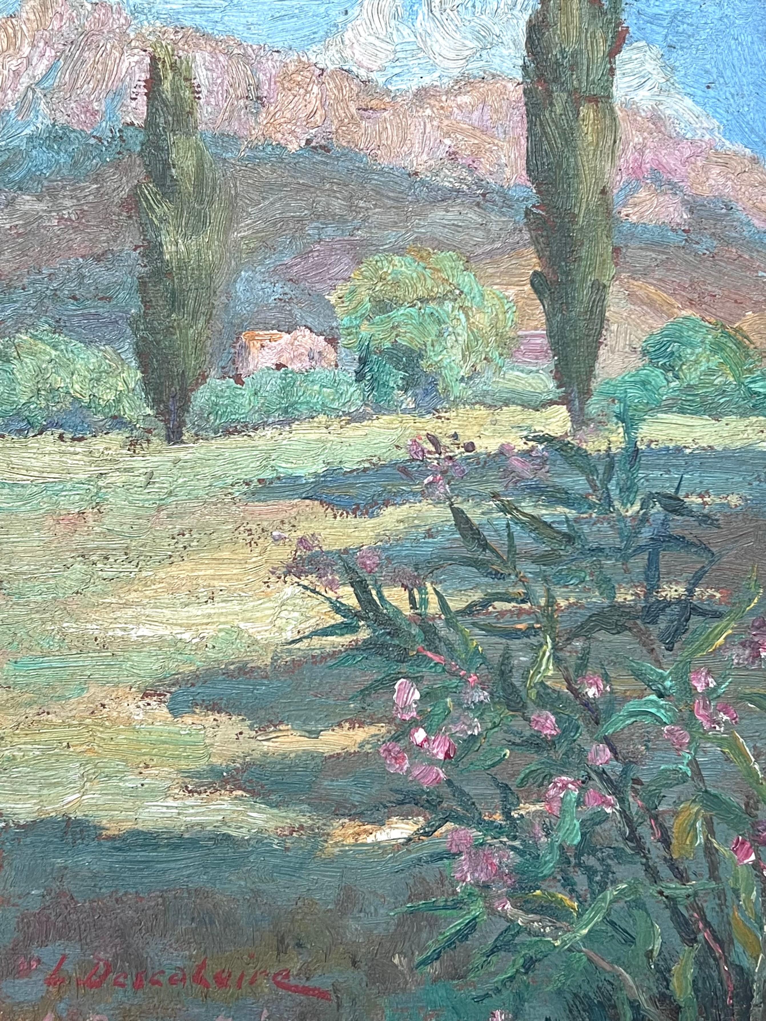 Mitte des 20. Jahrhunderts Französisch Impressionist Ölgemälde Provence Landschaft Bäume