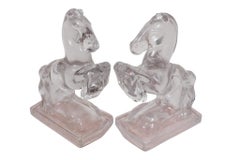 L E Smith Glass Horse Bookends, a Pair