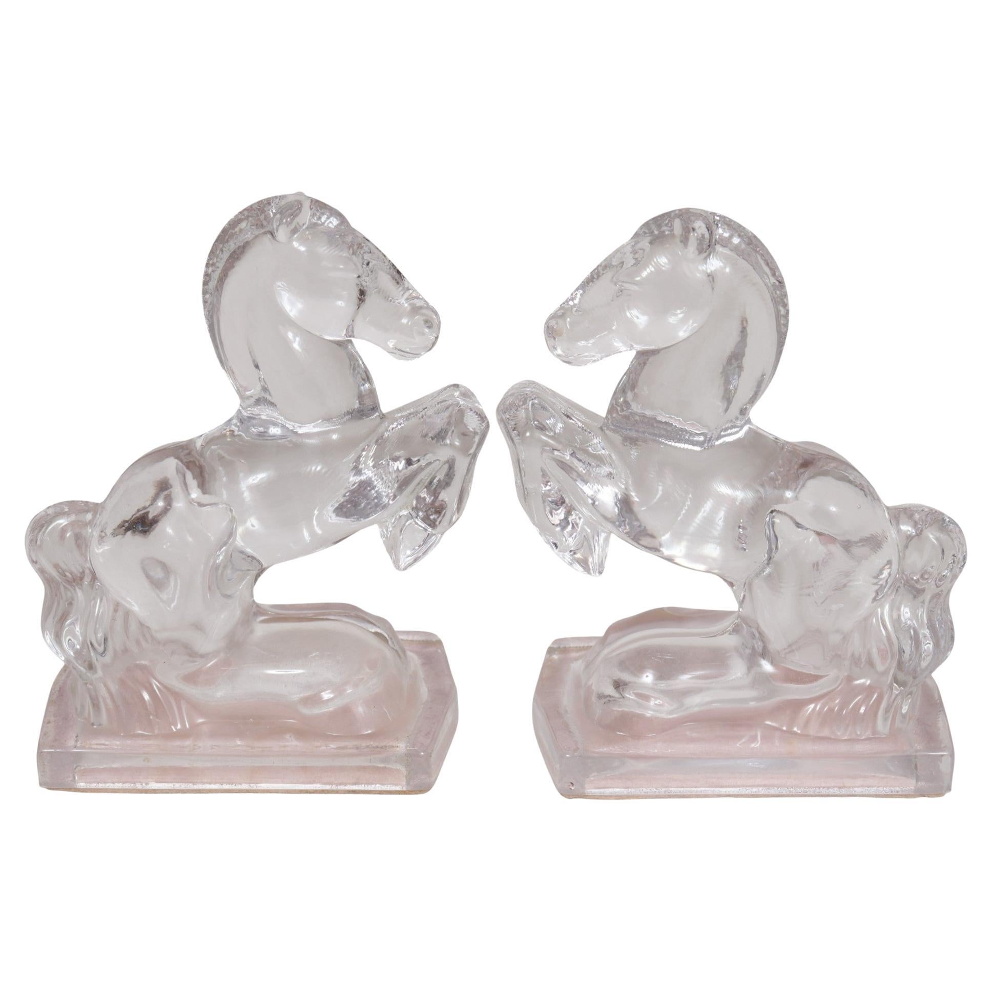 Fermalibri a forma di cavallo in vetro di Smith 
Smith, una coppia in vendita