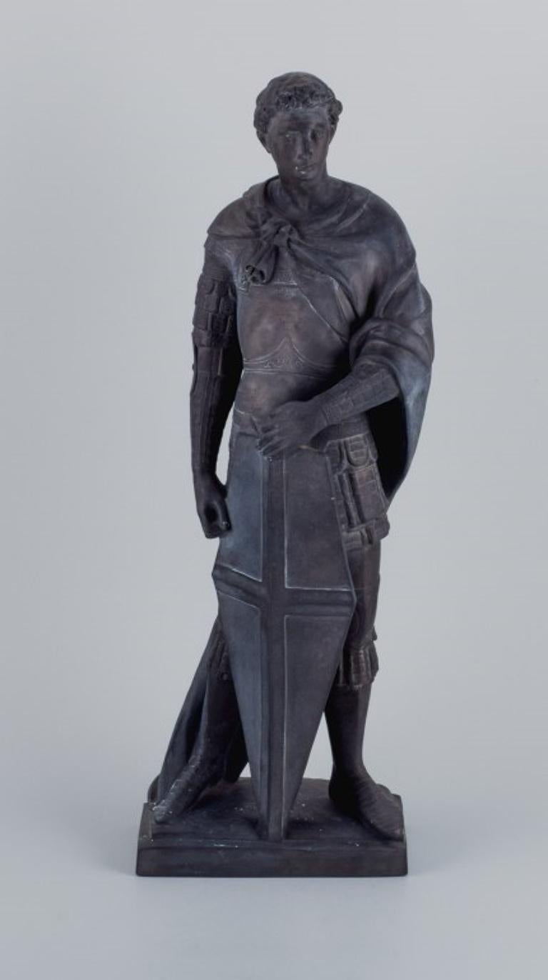 L. F. Jørgensen, Dänemark, eine große und beeindruckende Terrakotta-Skulptur eines römischen Kriegers mit einem Schild.
Anfang des 20. Jahrhunderts.
In ausgezeichnetem Zustand mit geringen Gebrauchsspuren.
Markiert.
Abmessungen: H 51,0 x T 17,0