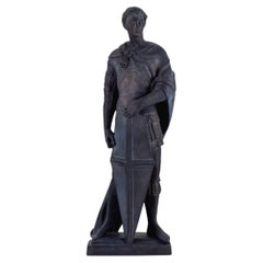 L. F. Jørgensen, Denmark, Impressive Terracotta Sculpture of Roman Warrior