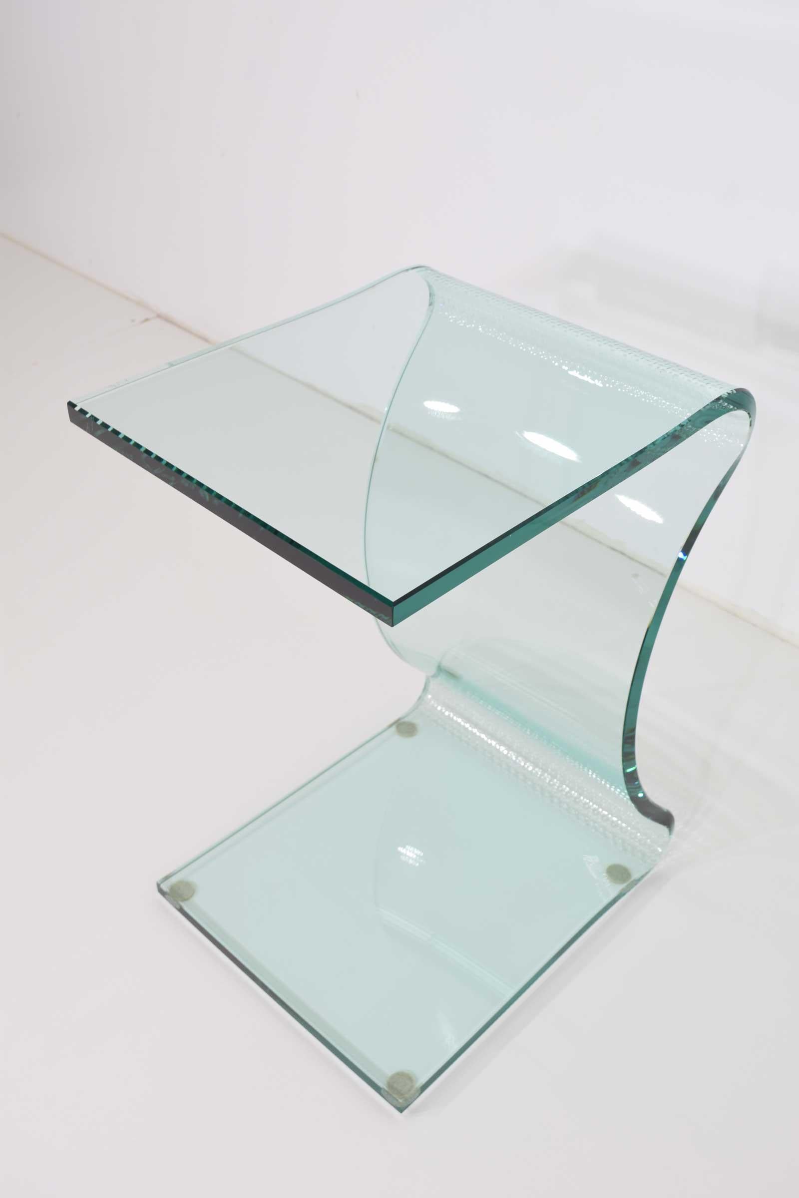 Modern L. Fife Signed Glass Side Table