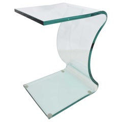 Used L. Fife Signed Glass Side Table