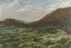 Early 20th Century Mountain Lake Landscape
