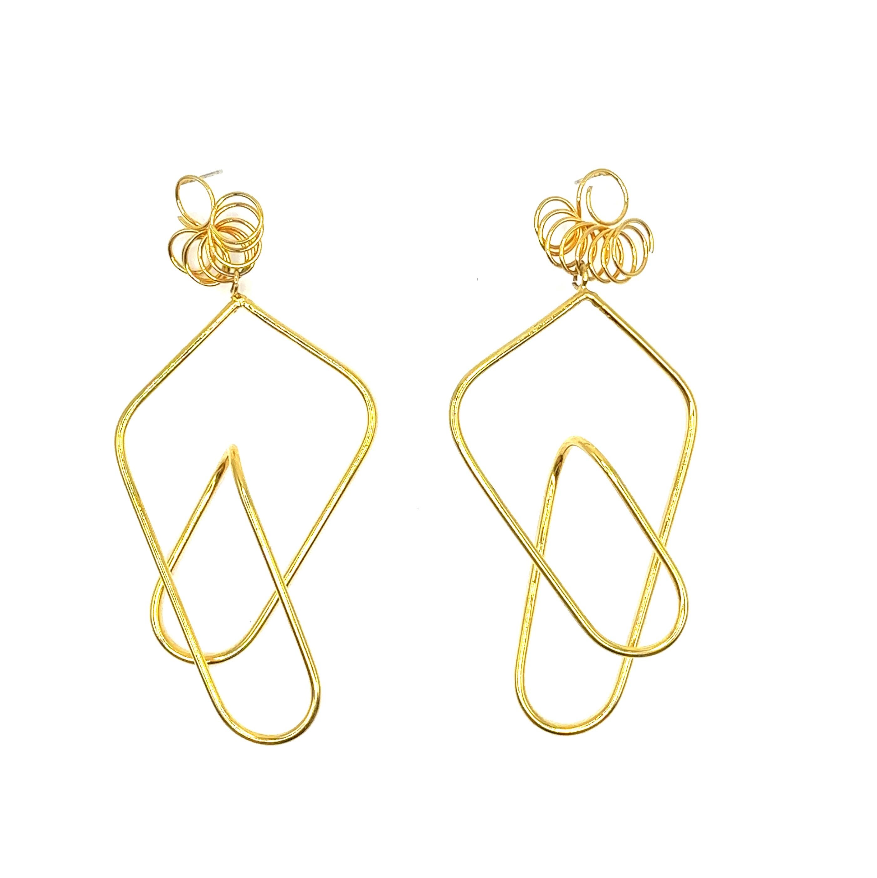 Contemporary Liliya - Dangle Earrings 14K Gold plated For Sale