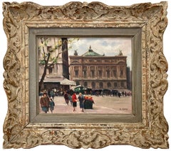 "Café de le Paix" Impressionist Parisian Street Scene Oil Painting on Canvas